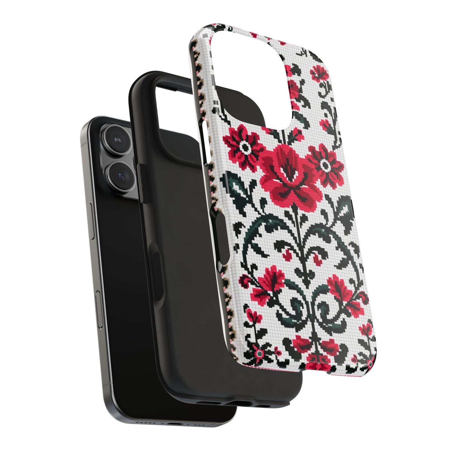 Traditional Floral Knit Tough Phone Cases - Durable Protection with Vintage Style - for iPhone