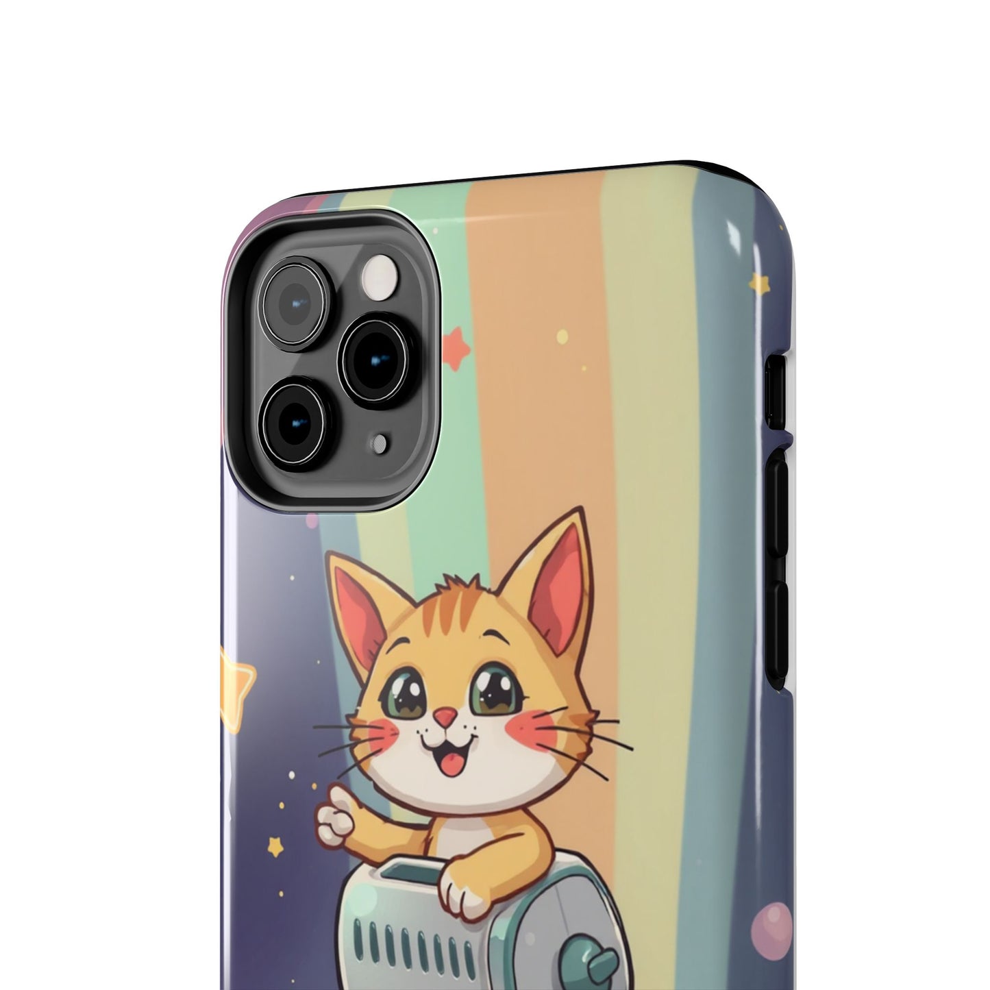 Cute Cat Rocket Phone Case - Vibrant and Playful Tough Case