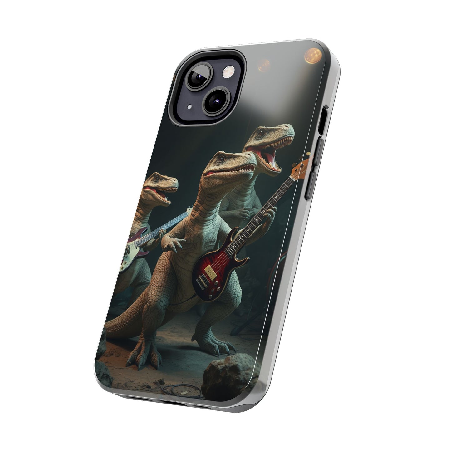 Rockin' Dinosaur Tough Phone Cases - Perfect for Music Lovers and Kids!
