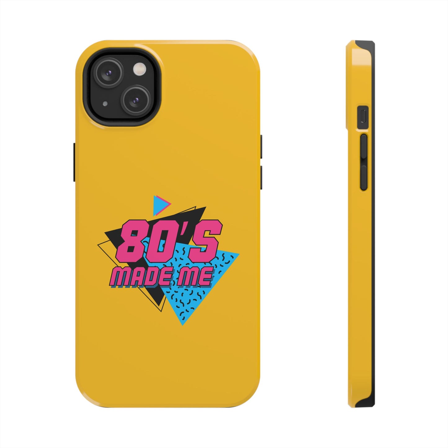 80's Made Me Tough Phone Case - Retro Yellow Silicone Cover - for iPhone