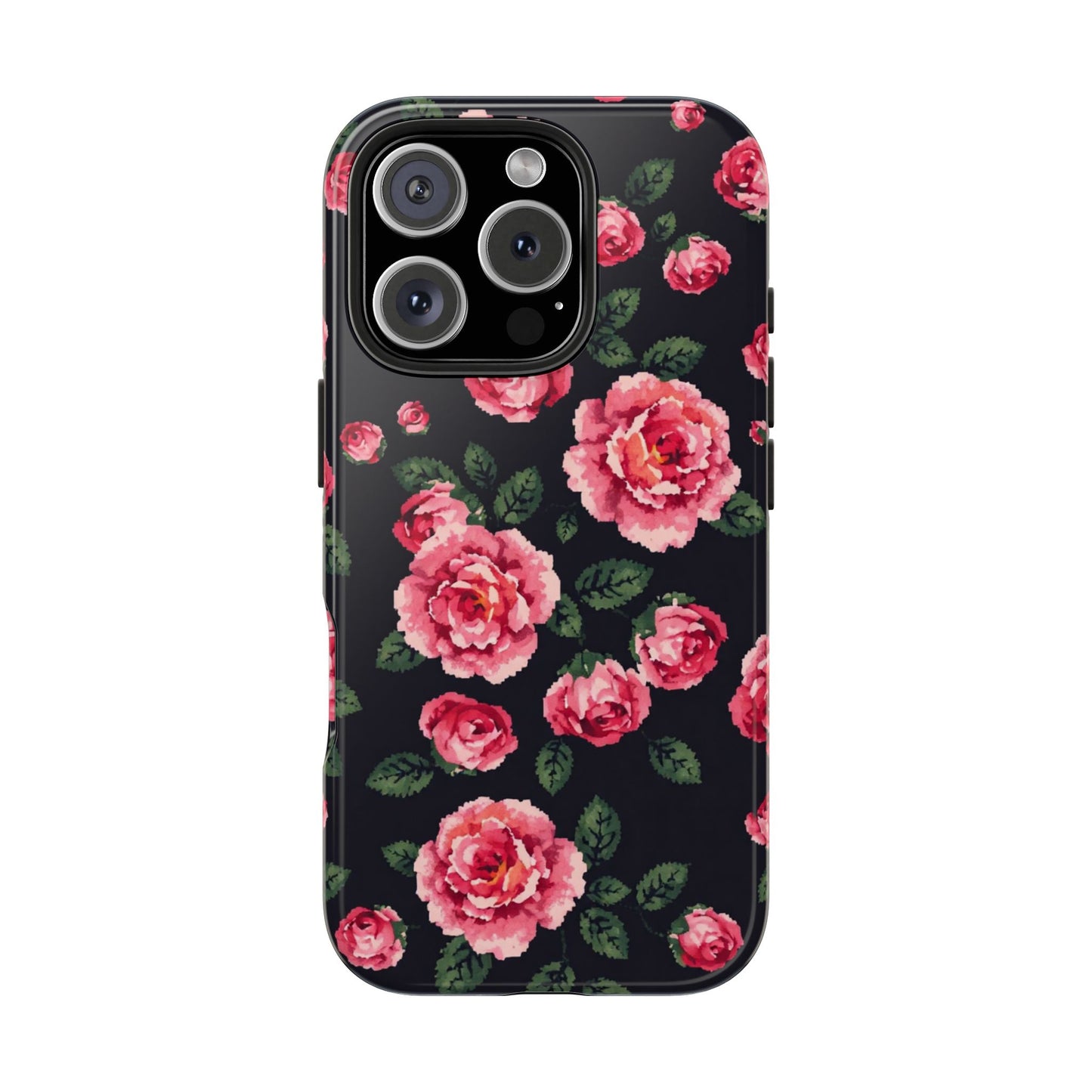 Pixelated Floral Tough Phone Case - Elegant Rose Design for Protection & Style - for iPhone