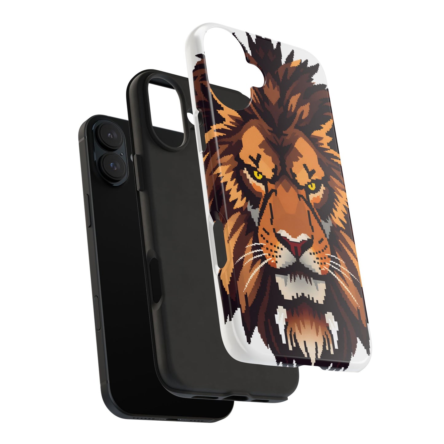 Fierce Pixelated Lion Tough Phone Case - Durable Design for Animal Lovers - for iPhone