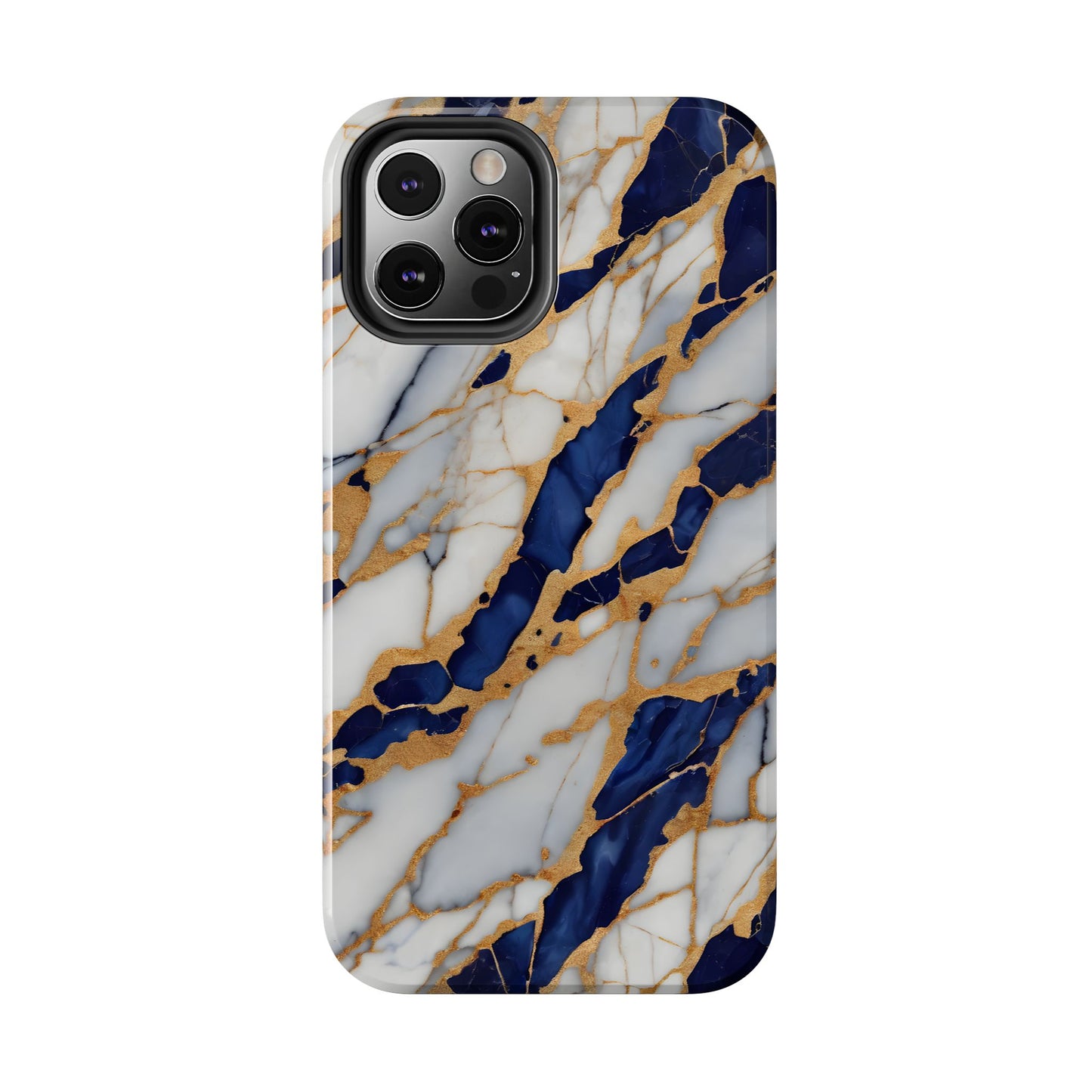 Stunning Marble Tough Phone Case - Elegant Blue & Gold Design Stylish Protection - for iPhone