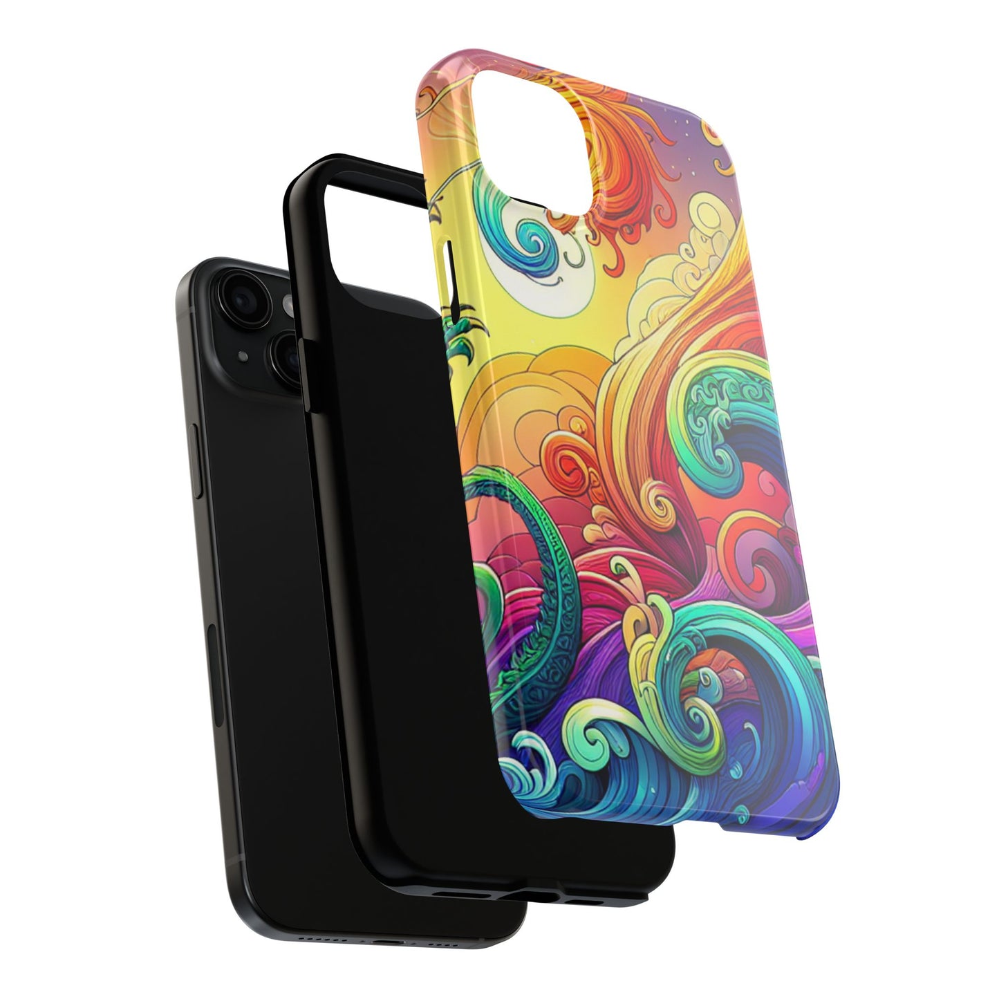 Fantasy Ocean Waves Tough Phone Case - Colorful Protective Cover - for iPhone
