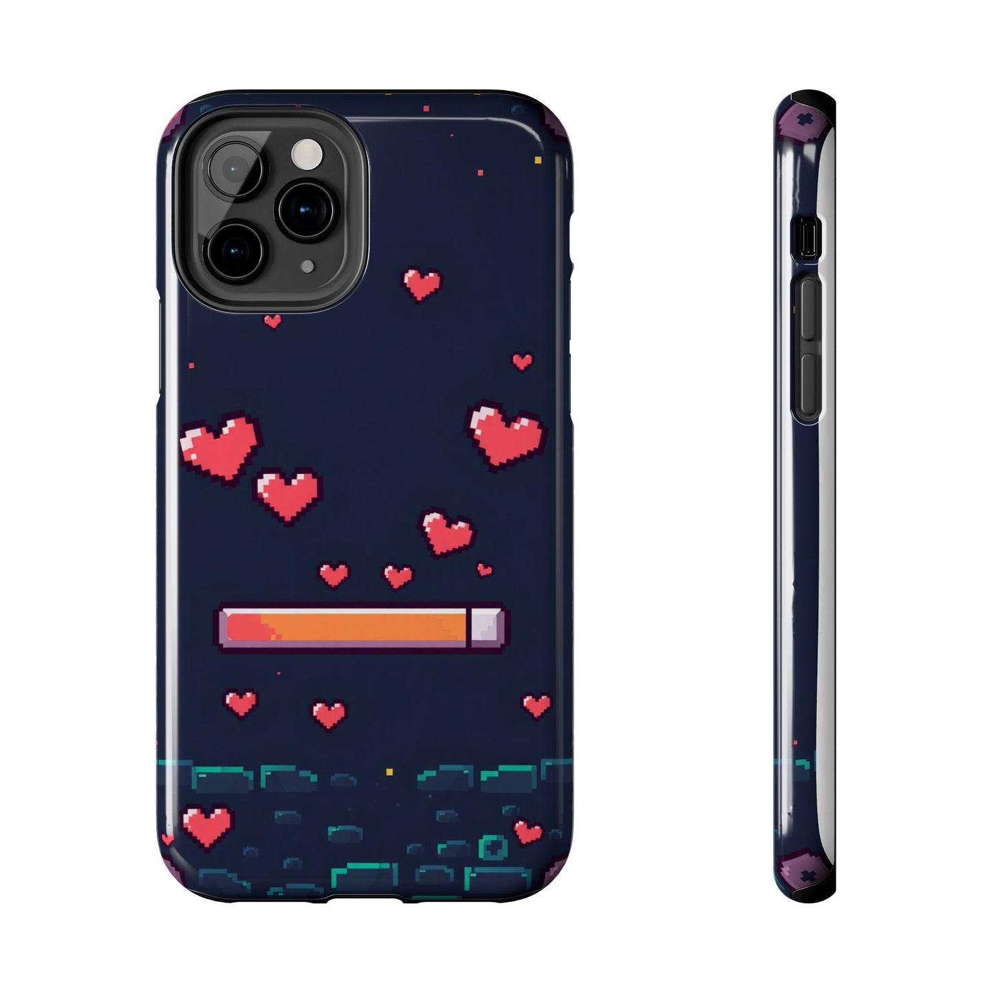 Pixel Heart Tough Phone Case - Retro Gamer Style for Valentine's Day
