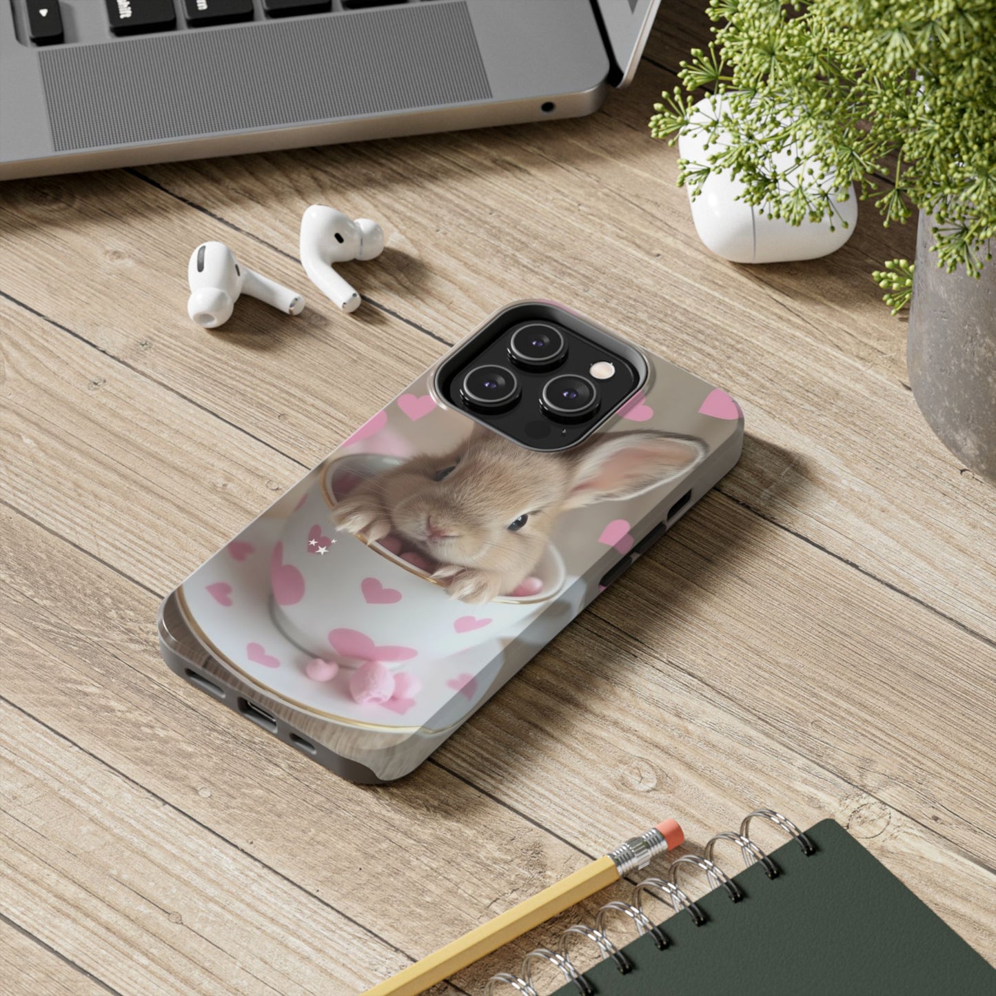 Adorable Bunny Phone Case with Heart Design - Cute Gift for Animal Lovers