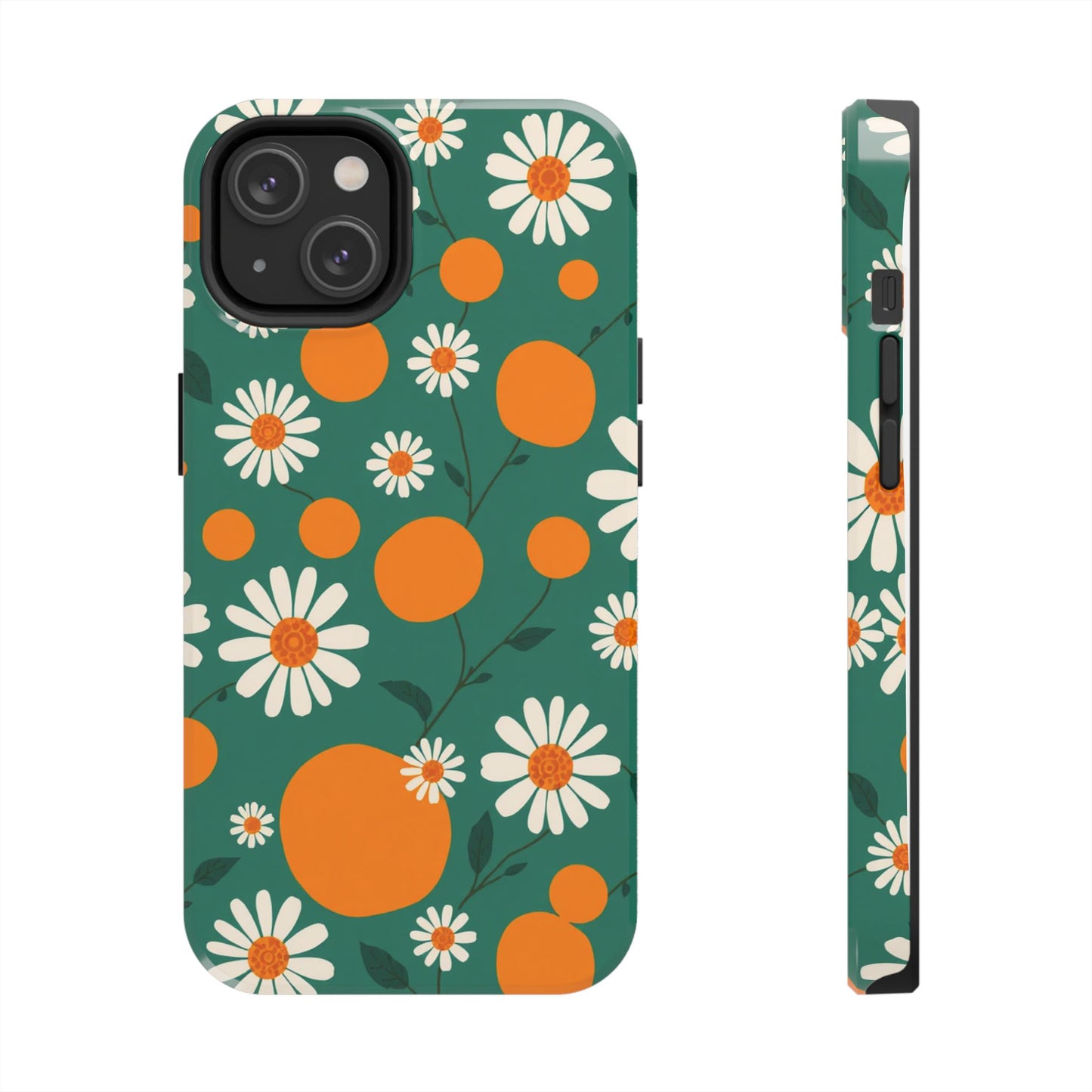 Floral Tough Phone Case - Daisy & Orange Design