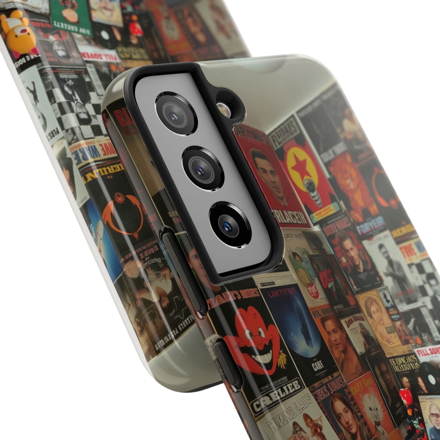 Retro Vibe Tough Phone Case - Vintage Movie Posters & Plush Toys Design