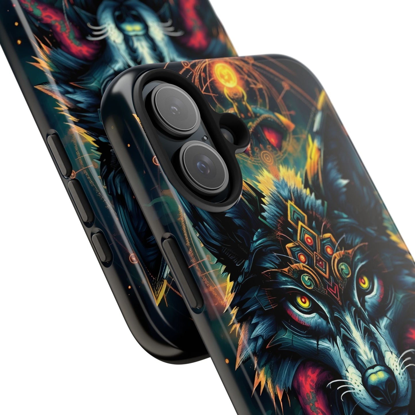 Vibrant Mystical Wolf Art Tough Phone Case - Durable & Unique Design for Animal Lovers - for iPhone