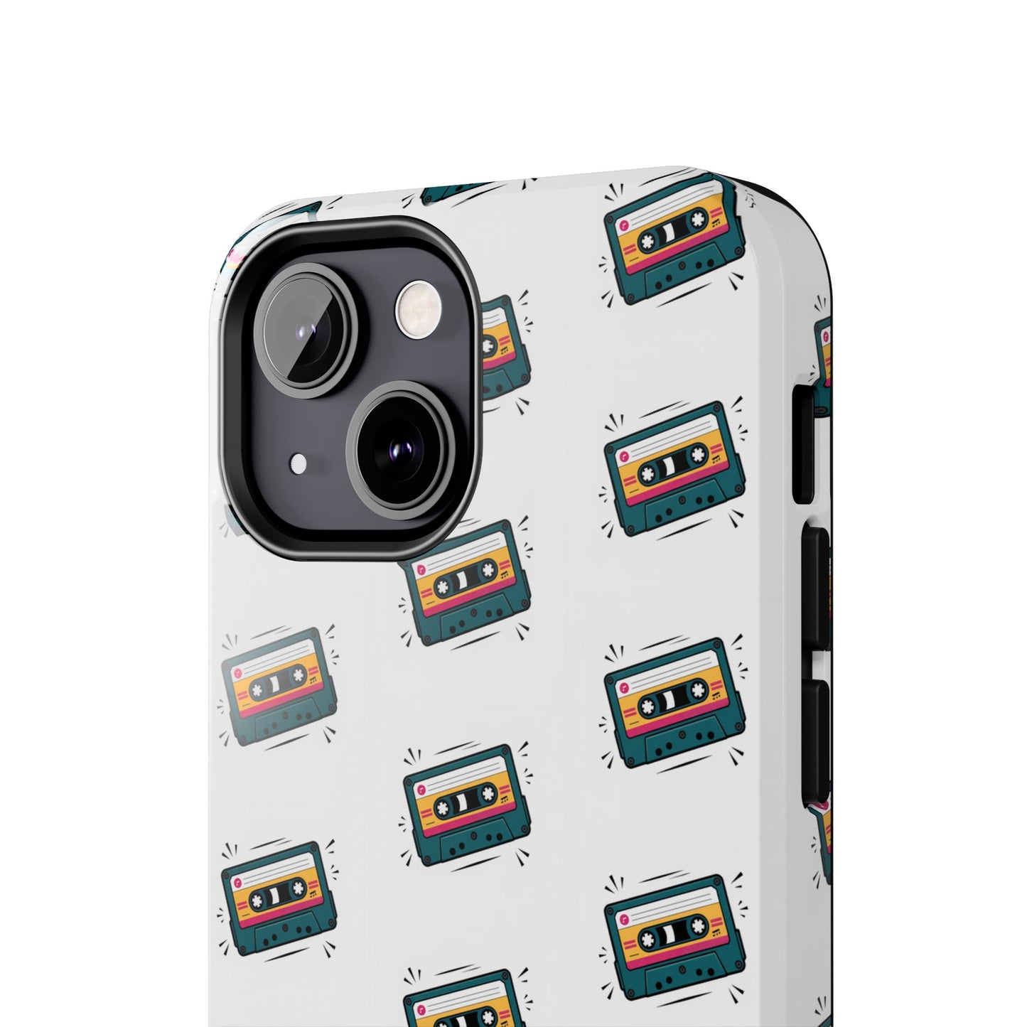 Retro Cassette Tape Phone Case Pattern - White