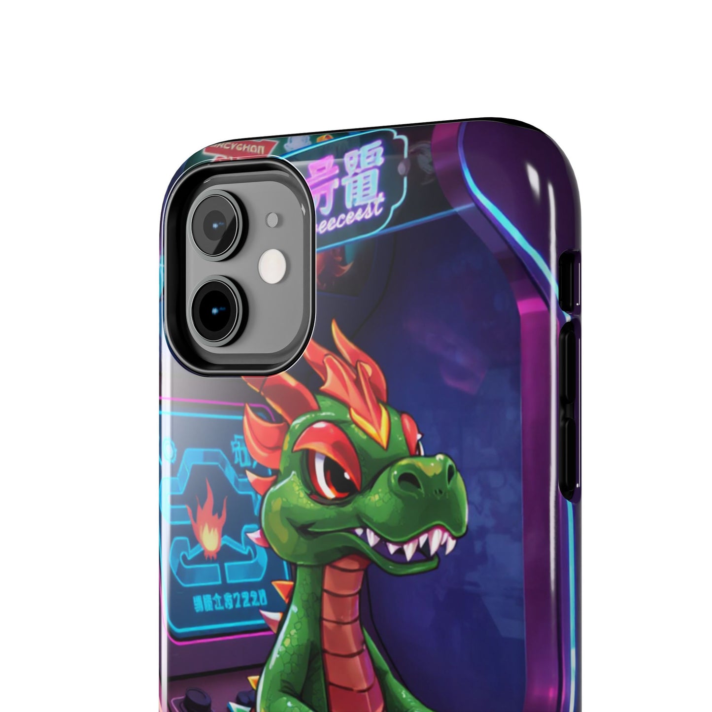 Retro Gamer Tough Phone Case with Dragon Design