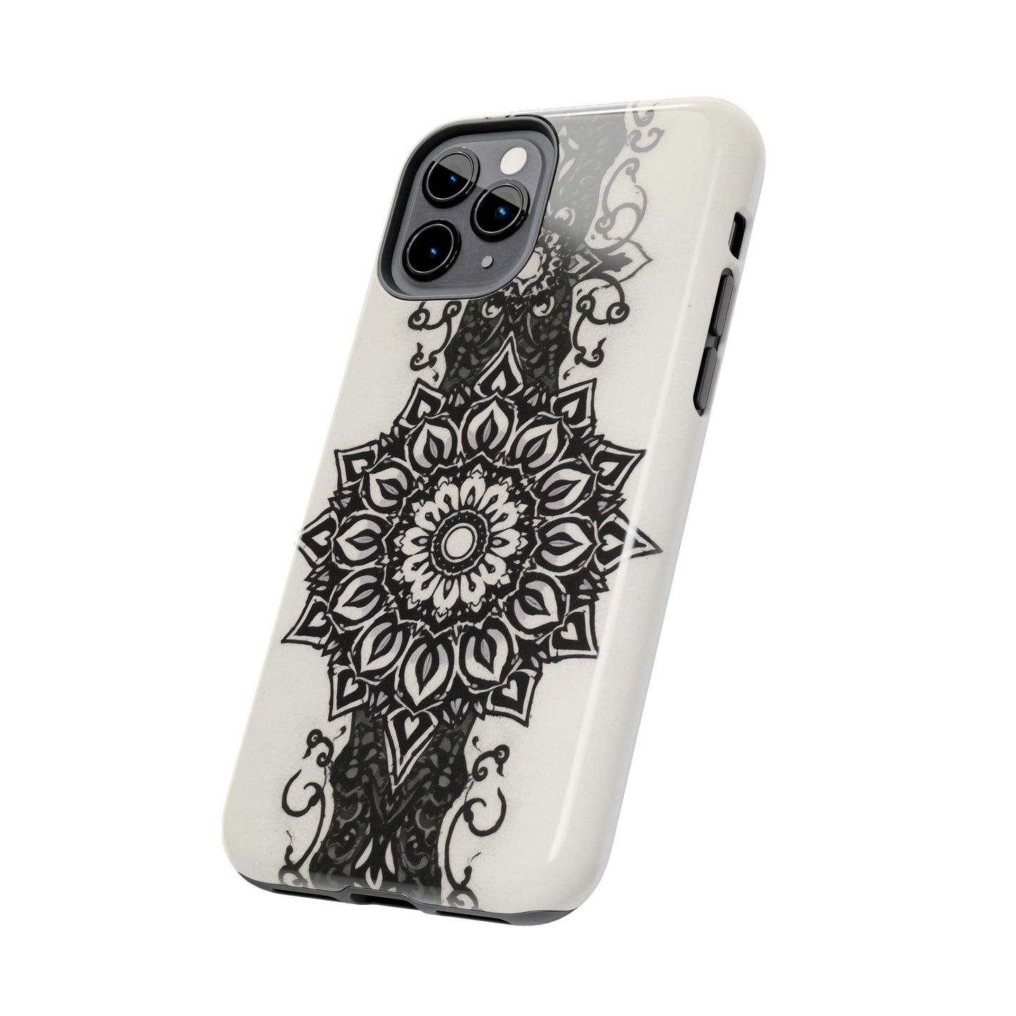 Stylish Tough Phone Cases with Dark Mandala Design - Durable and Unique Protection - for iPhone
