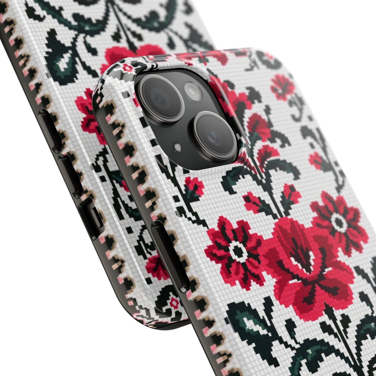 Traditional Floral Knit Tough Phone Cases - Durable Protection with Vintage Style - for iPhone