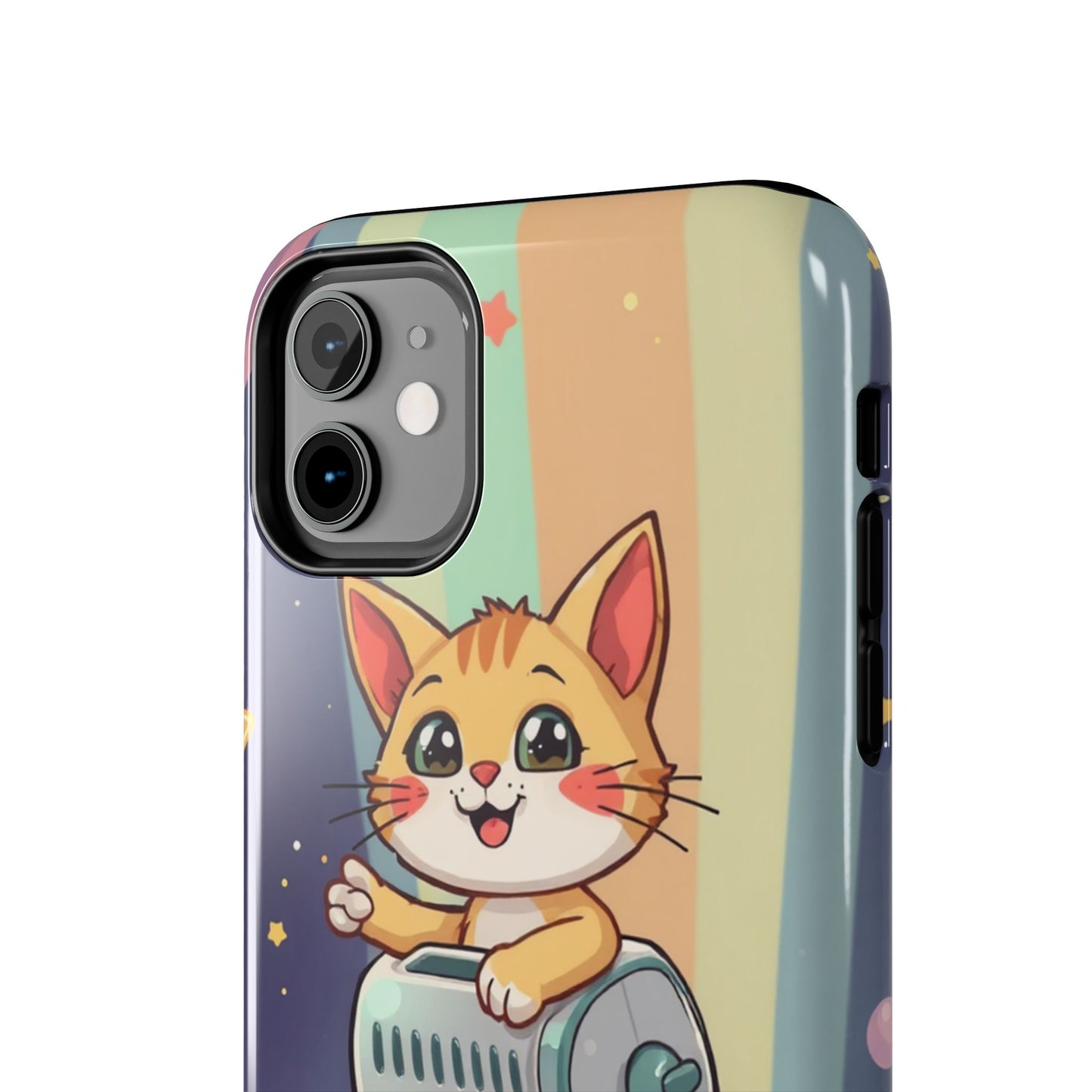 Cute Cat Rocket Phone Case - Vibrant and Playful Tough Case
