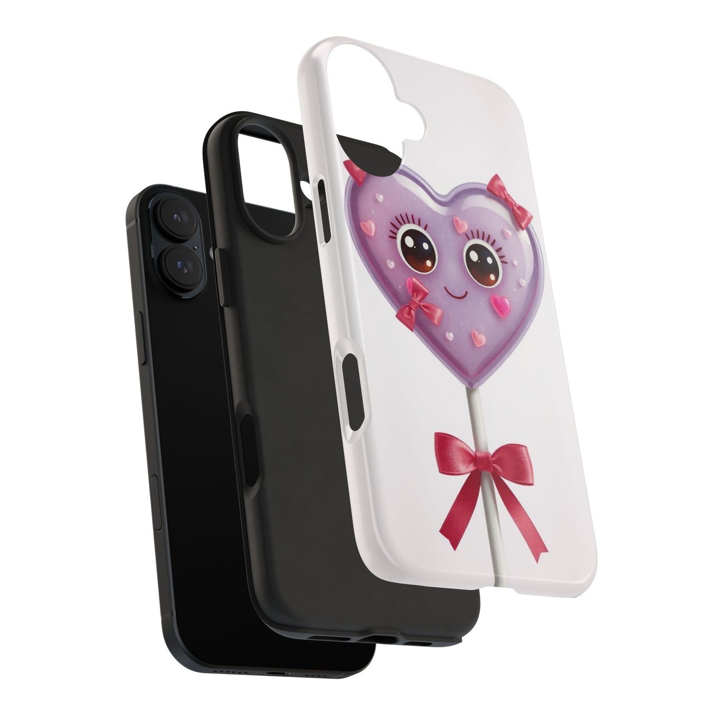Cute Heart Lollipop Tough Phone Case - Adorable Protection for Candy Lovers