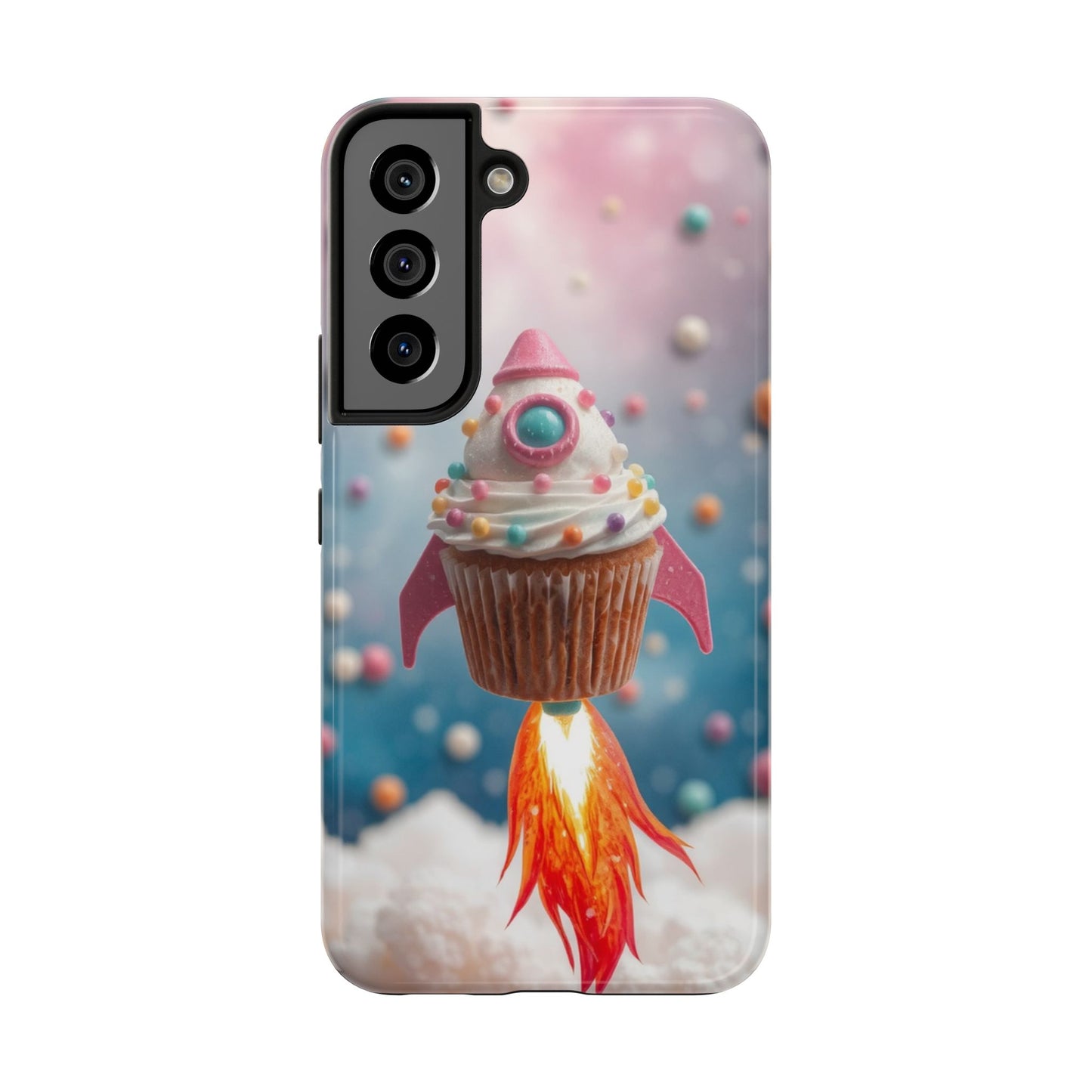 Whimsical Rocket Cupcake Phone Case - Fun Protective Case for Kids and Teens