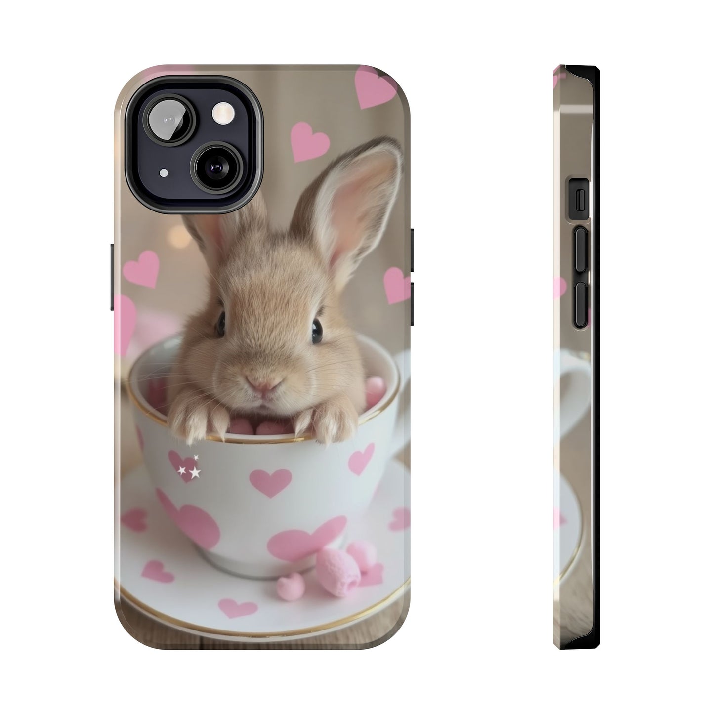 Adorable Bunny Phone Case with Heart Design - Cute Gift for Animal Lovers