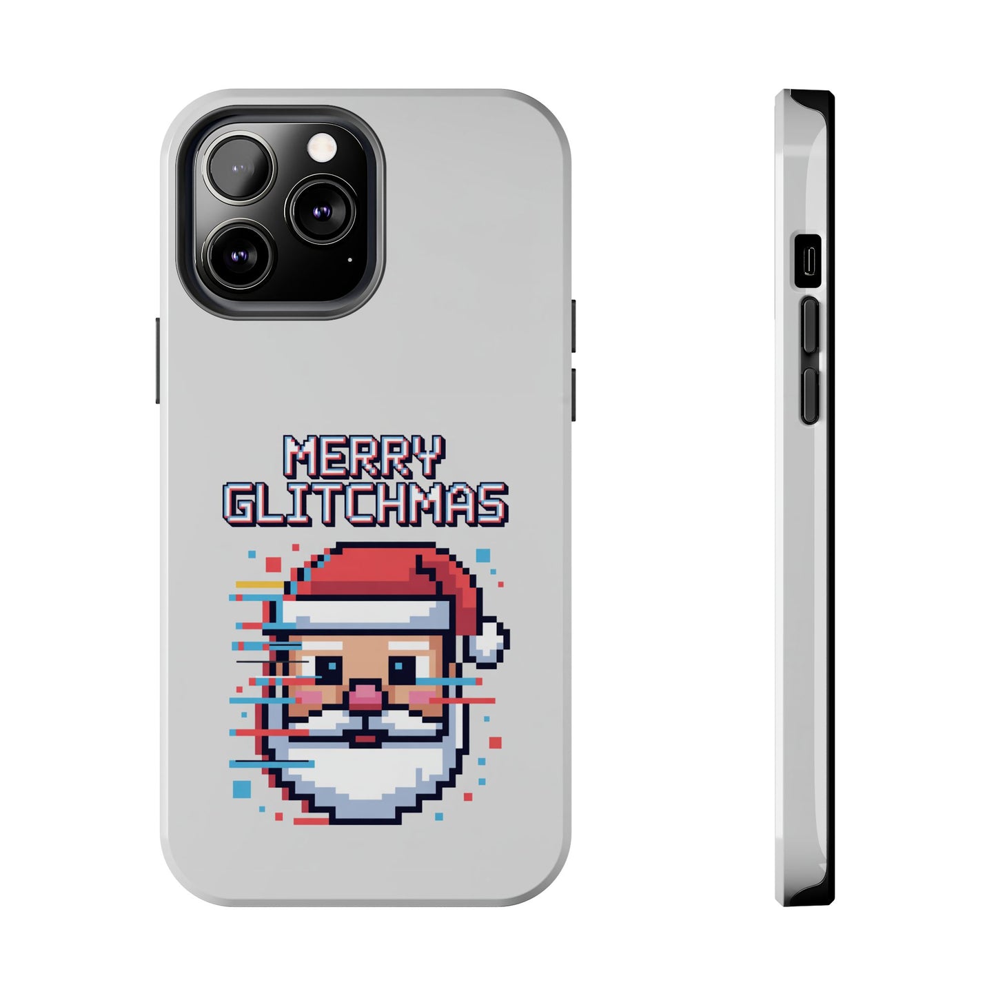 Merry Glitchmas Phone Case - Christmas Pixel Art Design for iPhone