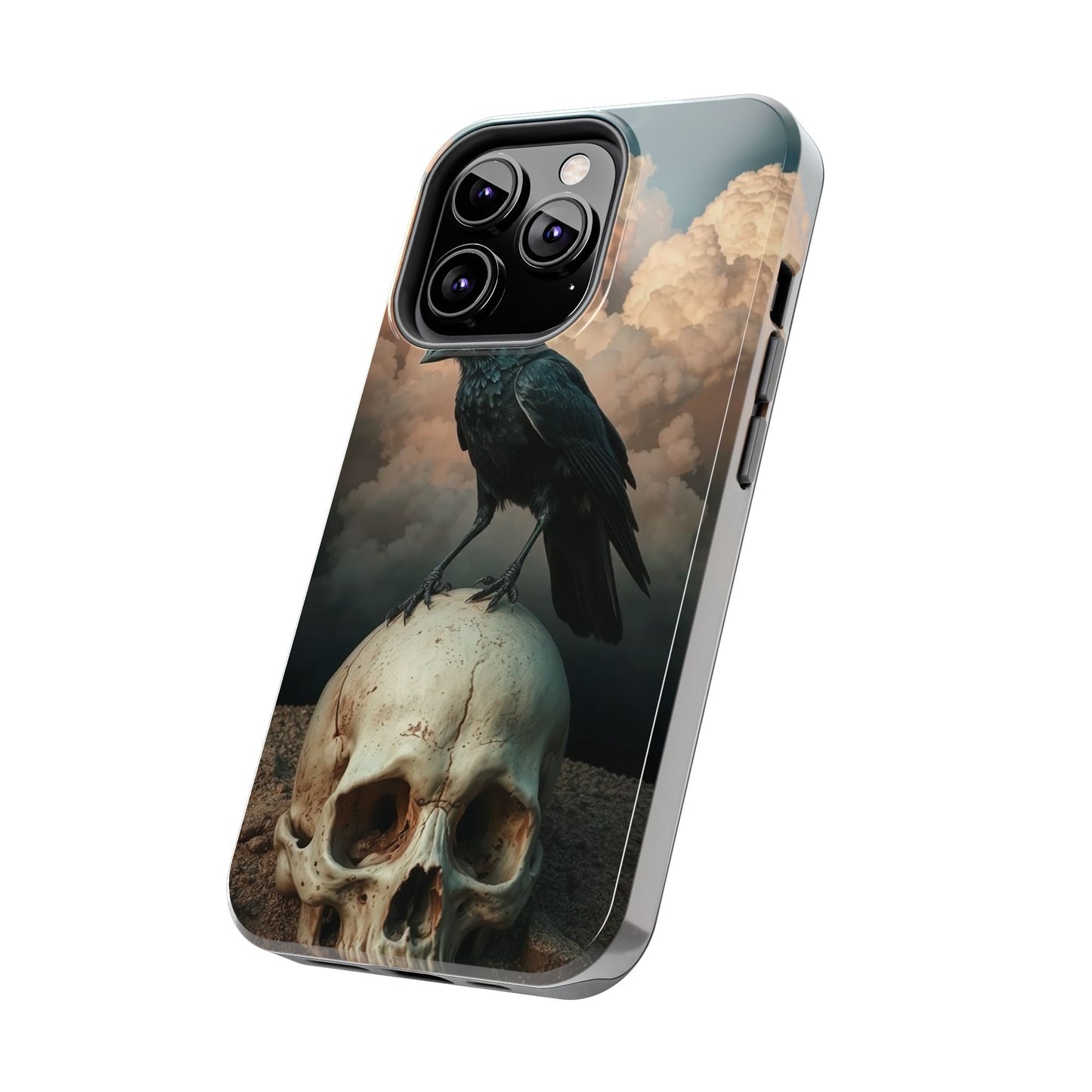 Gothic Raven Skull Tough Phone Case - Unique Protective Cover for Halloween Lovers