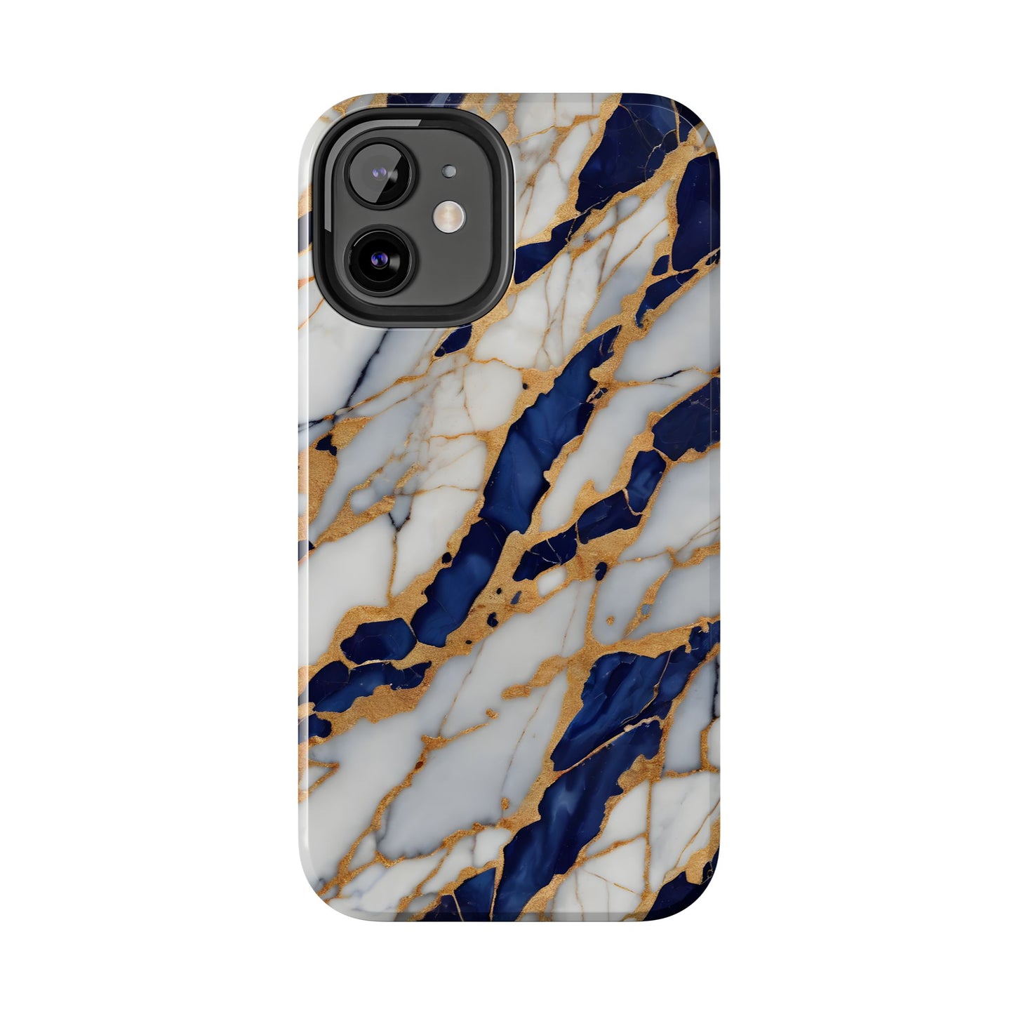 Stunning Marble Tough Phone Case - Elegant Blue & Gold Design Stylish Protection - for iPhone