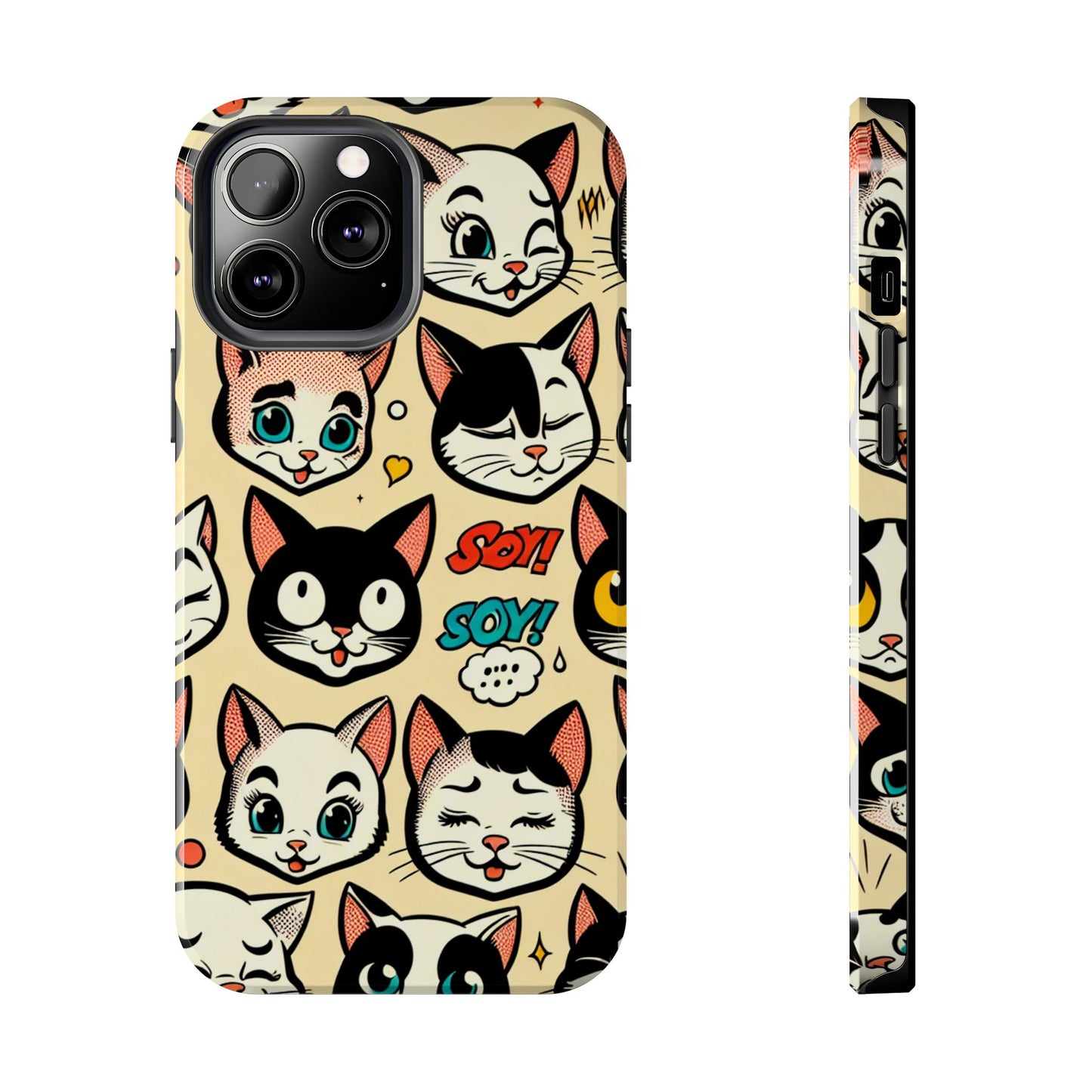 Playful Cat-Themed Tough Phone Case - Pet Pattern - for iPhone