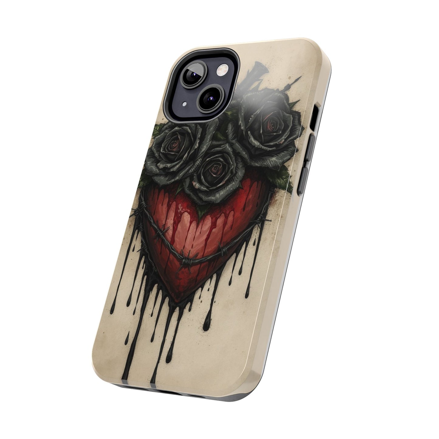 Gothic Heart Phone Case with Roses - Tough & Durable Design