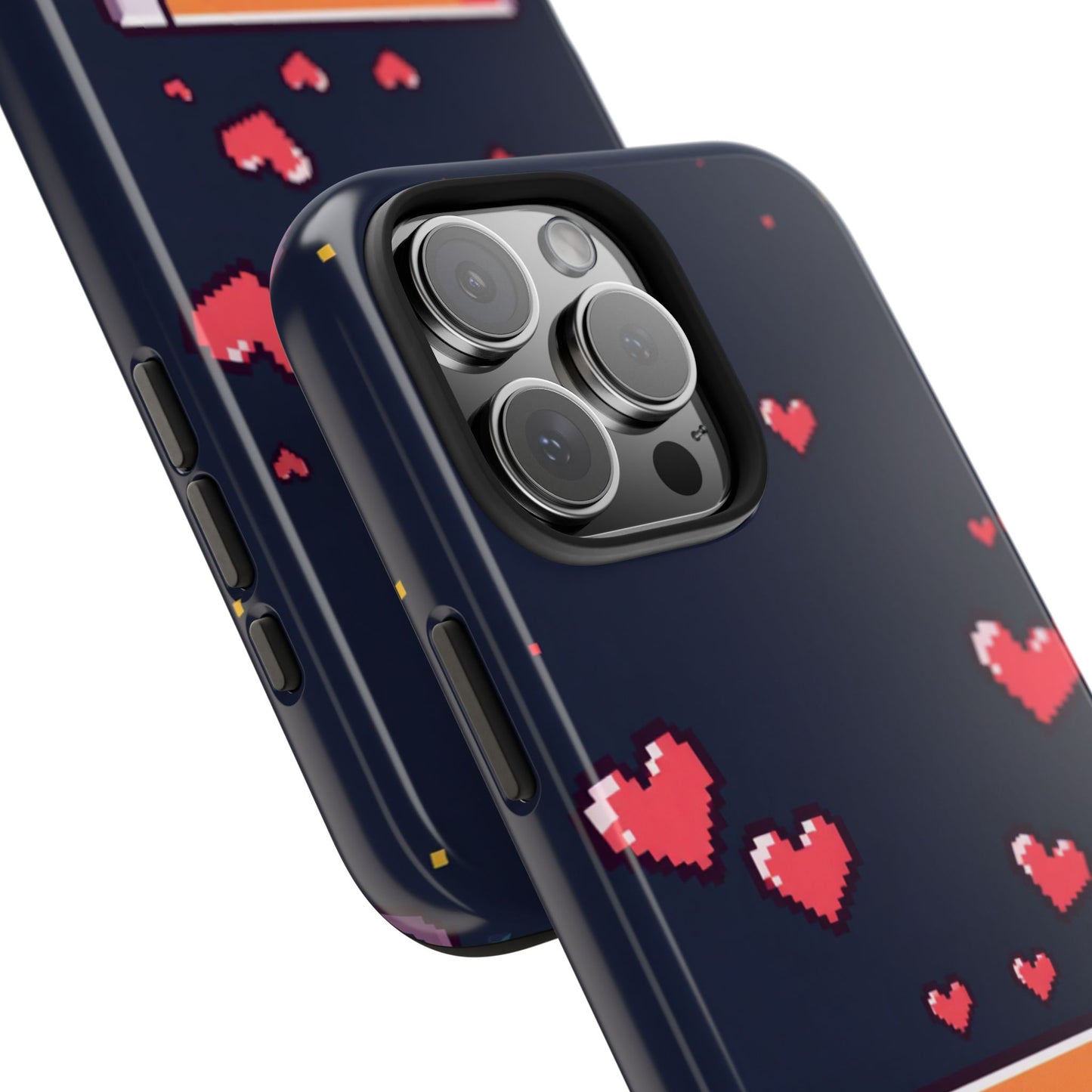 Pixel Heart Tough Phone Case - Retro Gamer Style for Valentine's Day