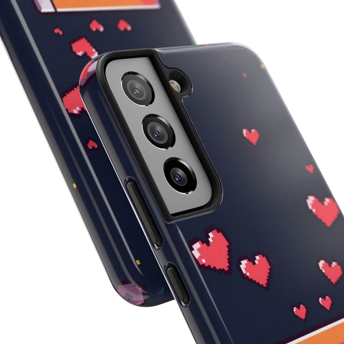 Pixel Heart Tough Phone Case - Retro Gamer Style for Valentine's Day