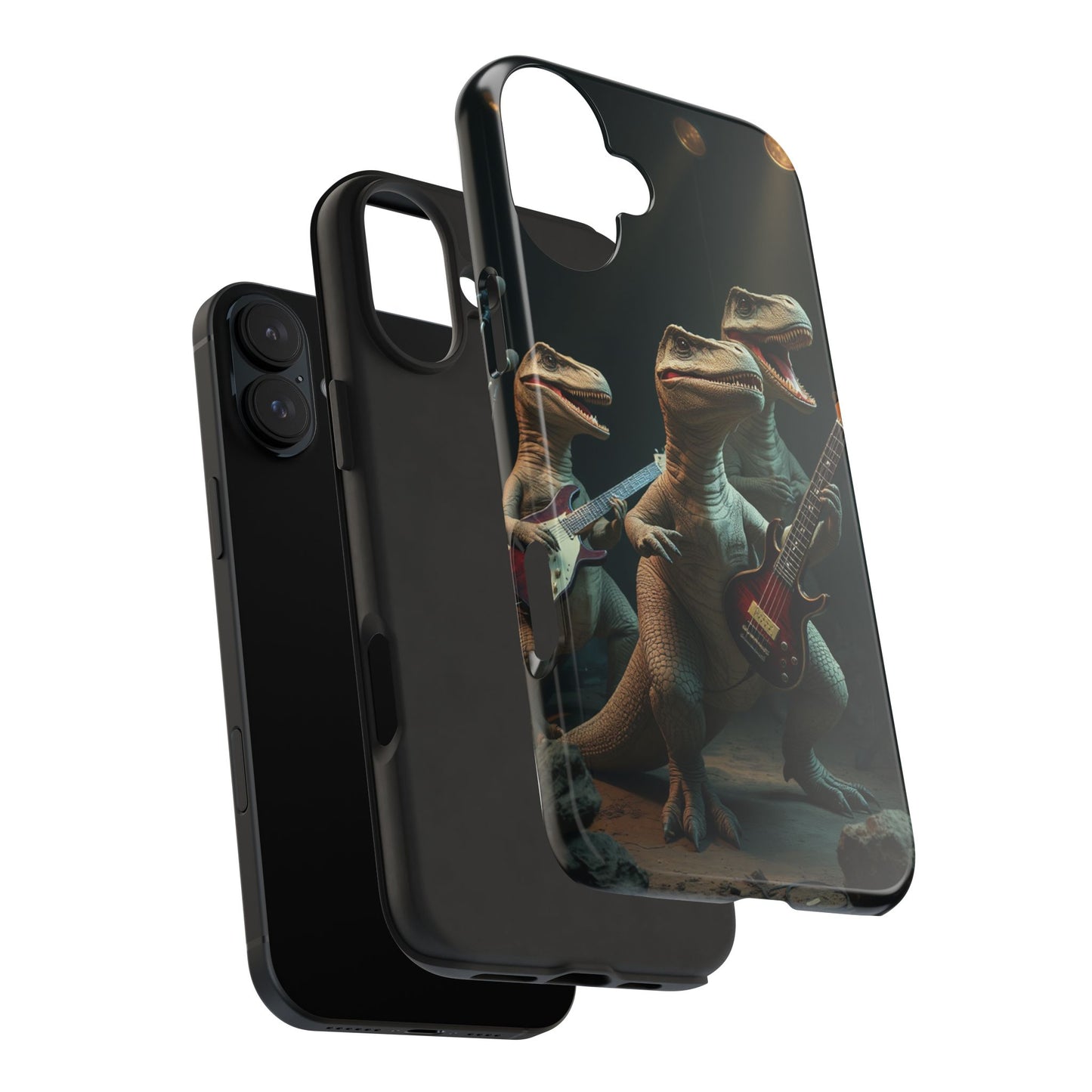 Rockin' Dinosaur Tough Phone Cases - Perfect for Music Lovers and Kids!