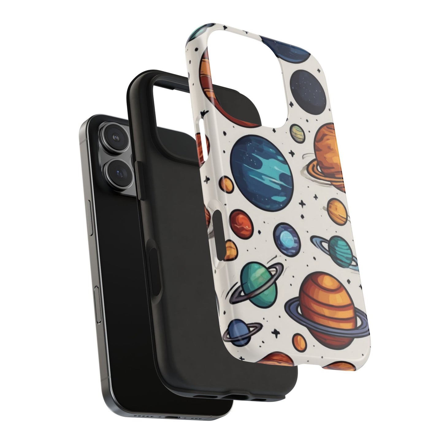 Cosmic Galaxy Tough Phone Case - Planetary Cartoon Design - for iPhone