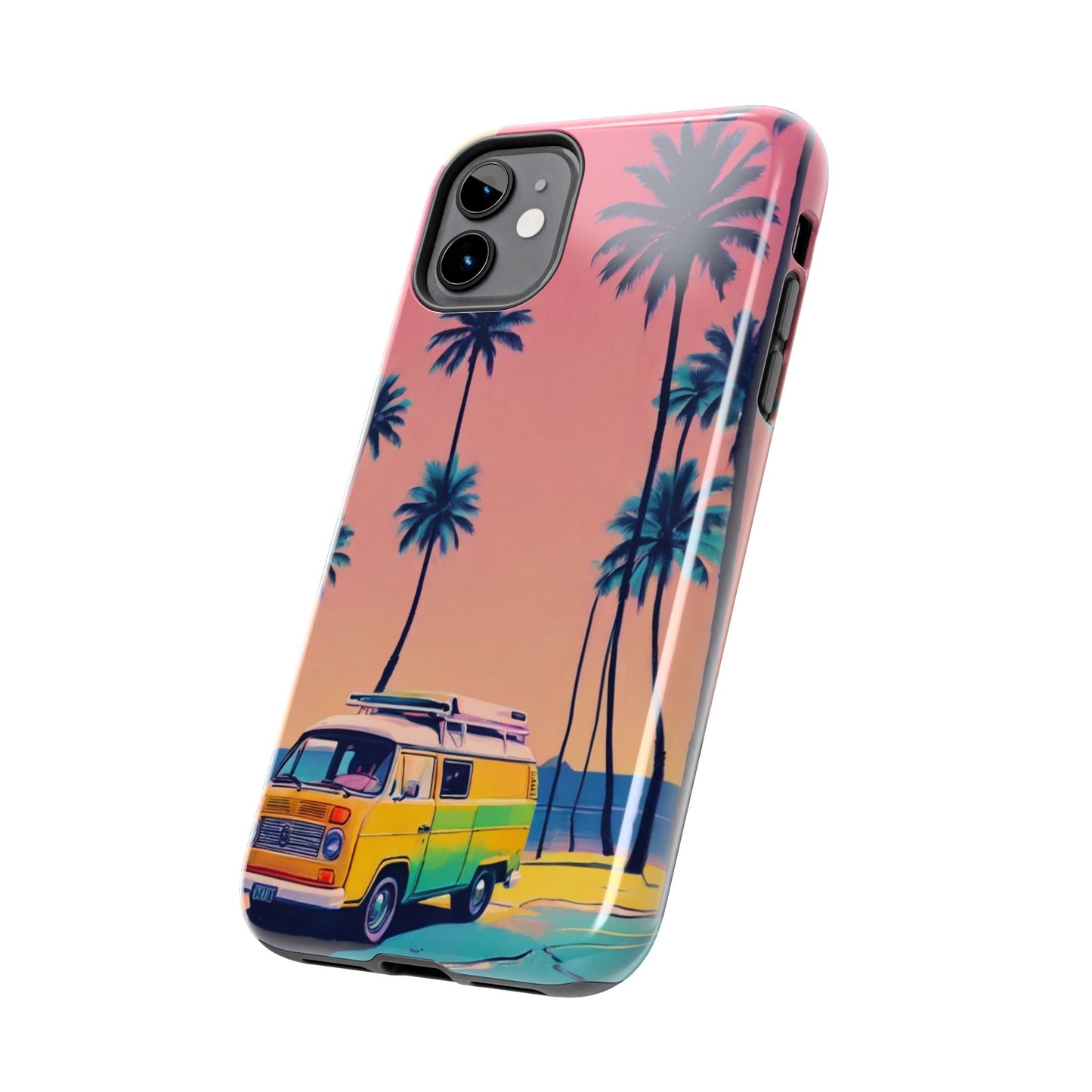 Tropical Beach Vibe Tough Phone Case - Vintage Van Design - for iPhone