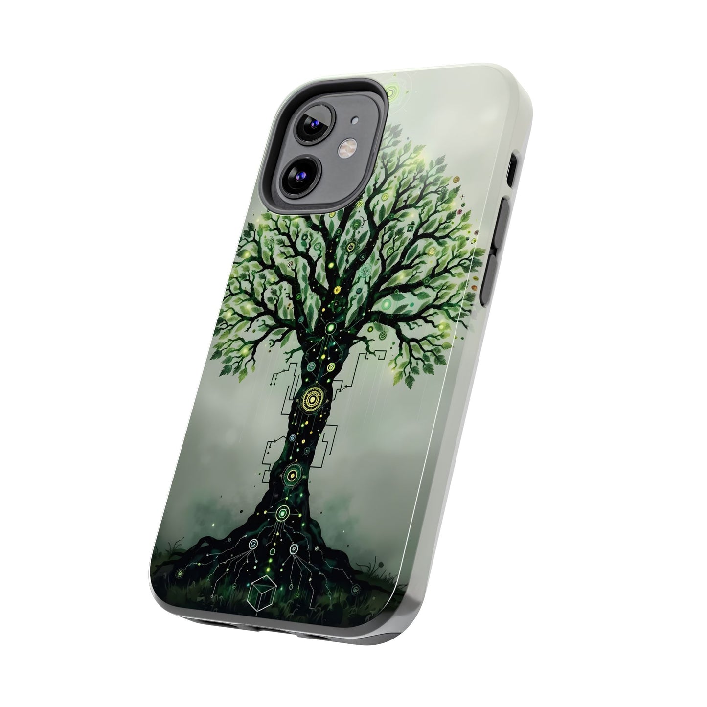 Nature-Inspired Tough Phone Case with Tech Tree Design - for iPhone