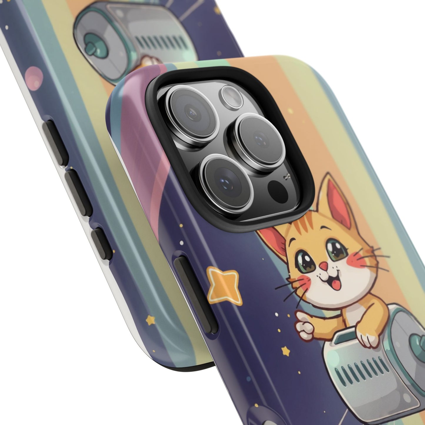 Cute Cat Rocket Phone Case - Vibrant and Playful Tough Case