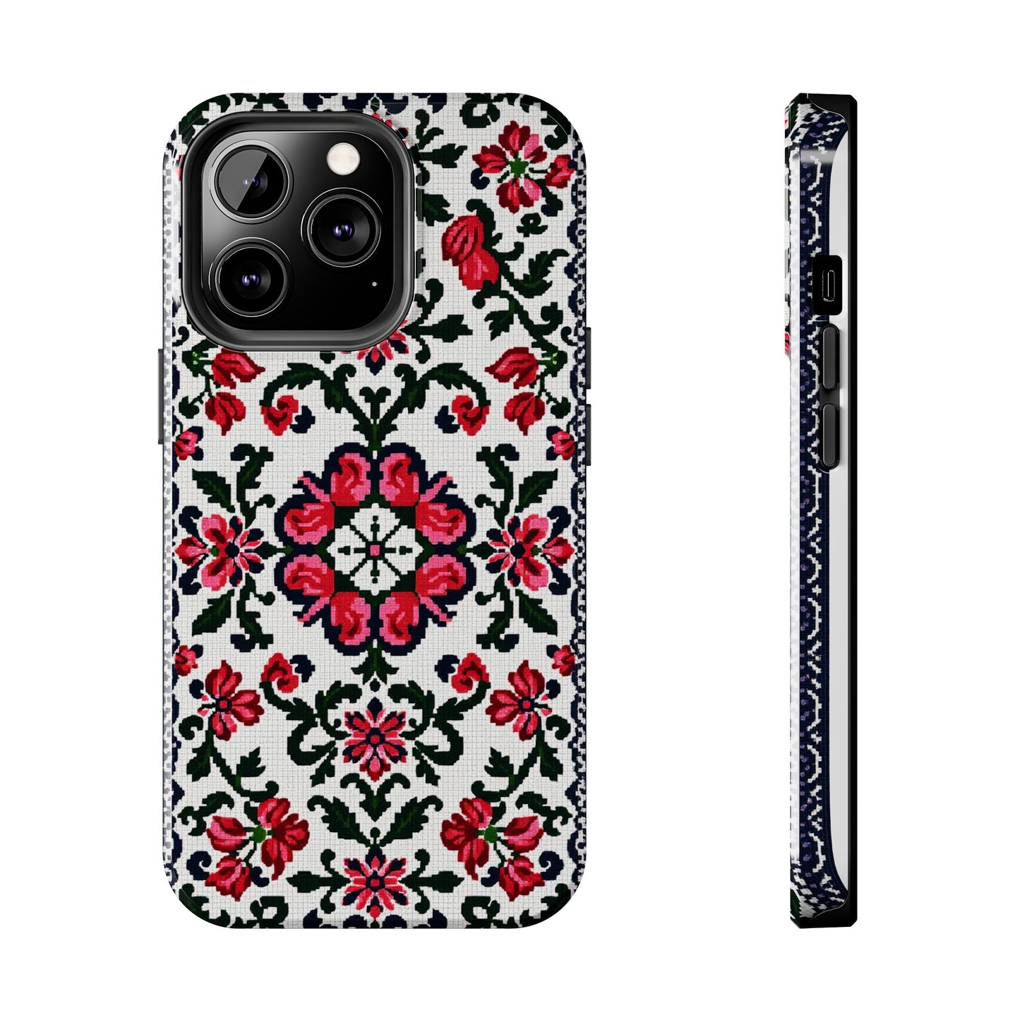Traditional Knit Floral Design | Tough Phone Case - Durable Protection for iPhone