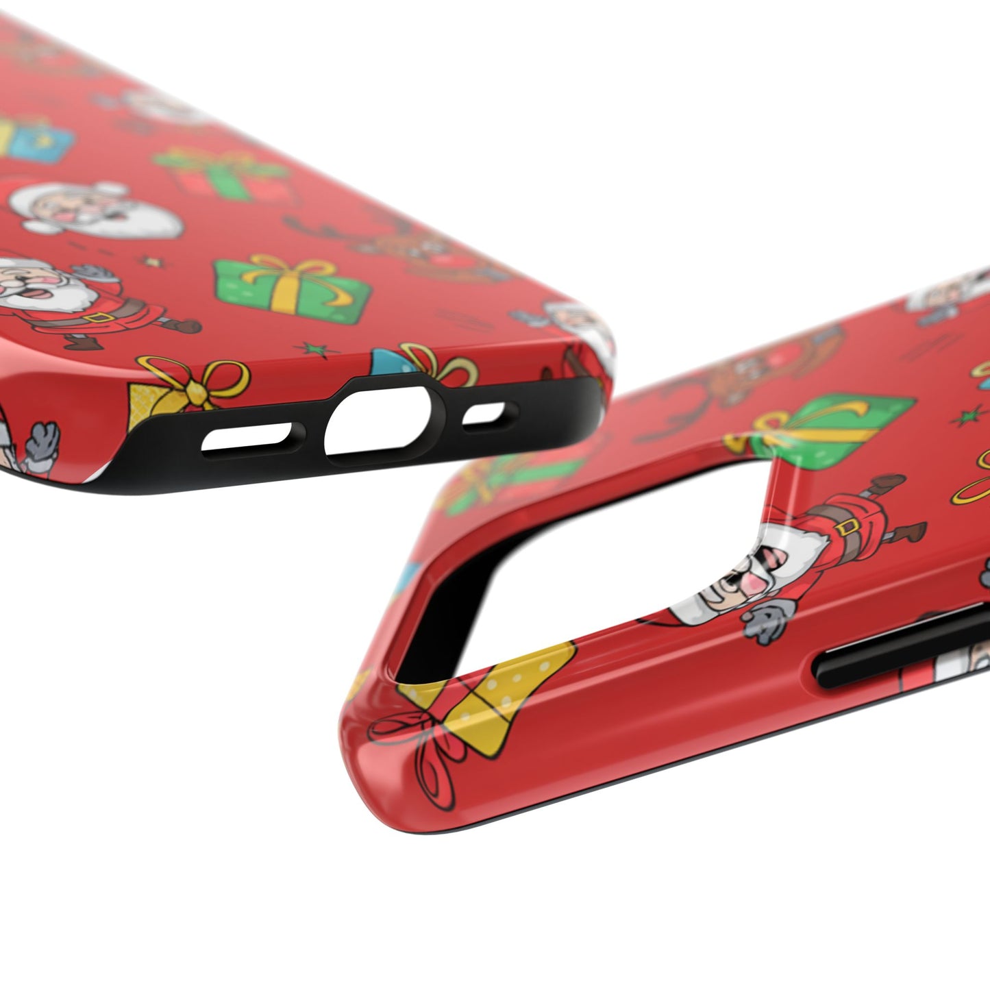 Festive Santa and Reindeer Tough Phone Case - Christmas Holiday Design