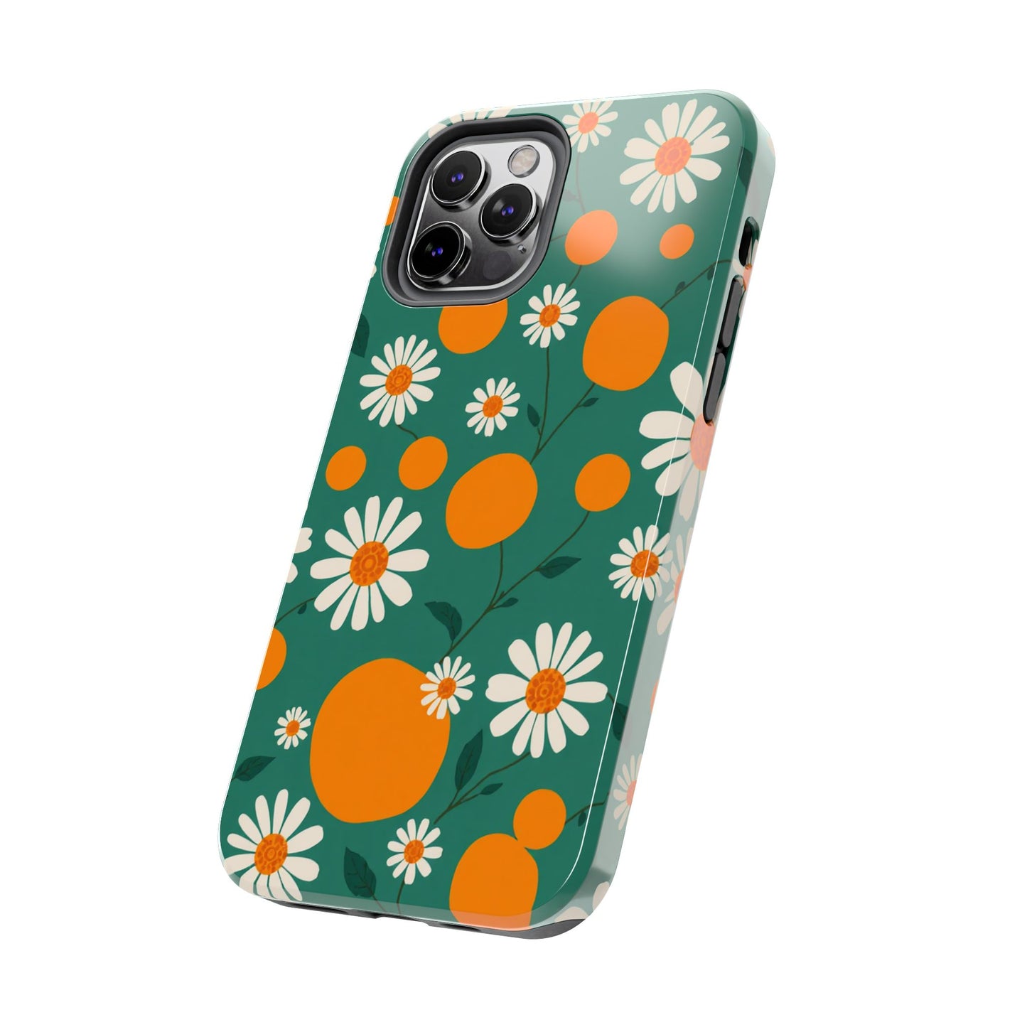Floral Tough Phone Case - Daisy & Orange Design