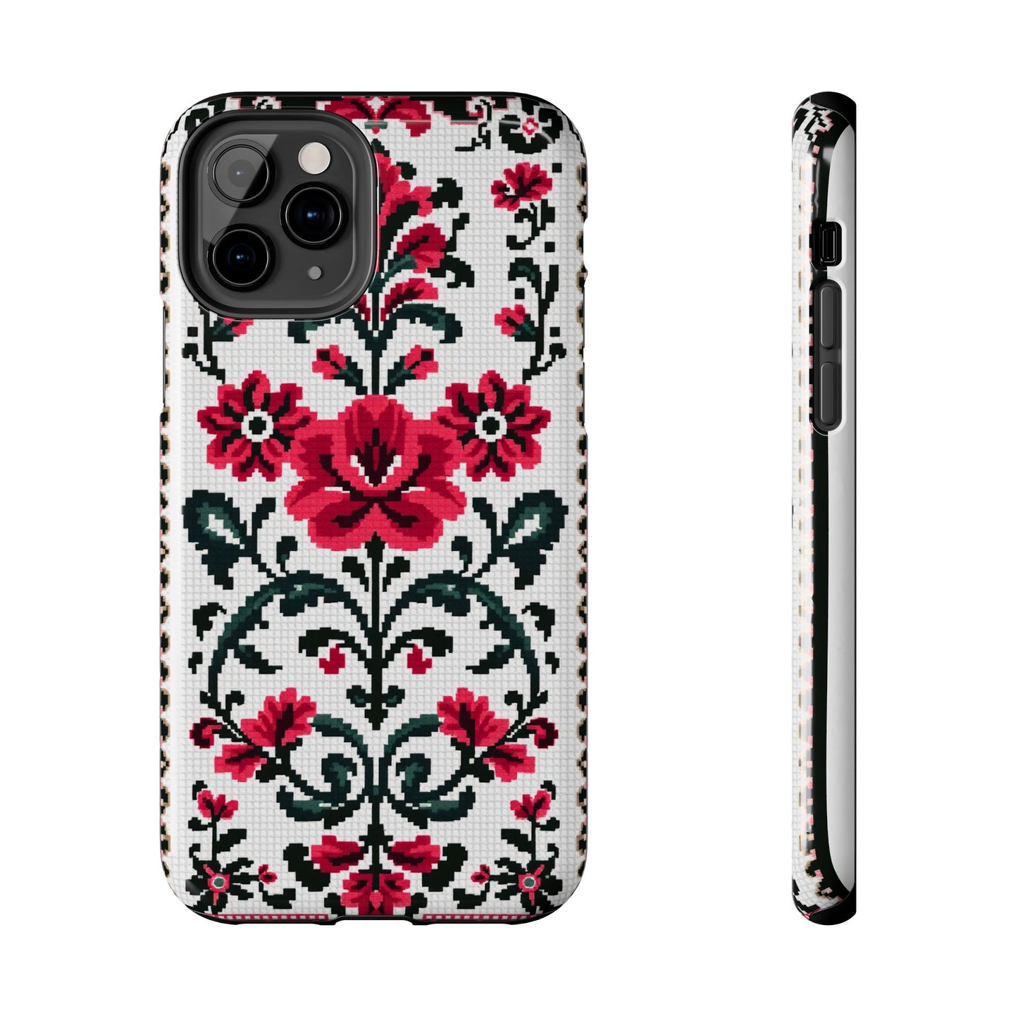 Traditional Floral Knit Tough Phone Cases - Durable Protection with Vintage Style - for iPhone