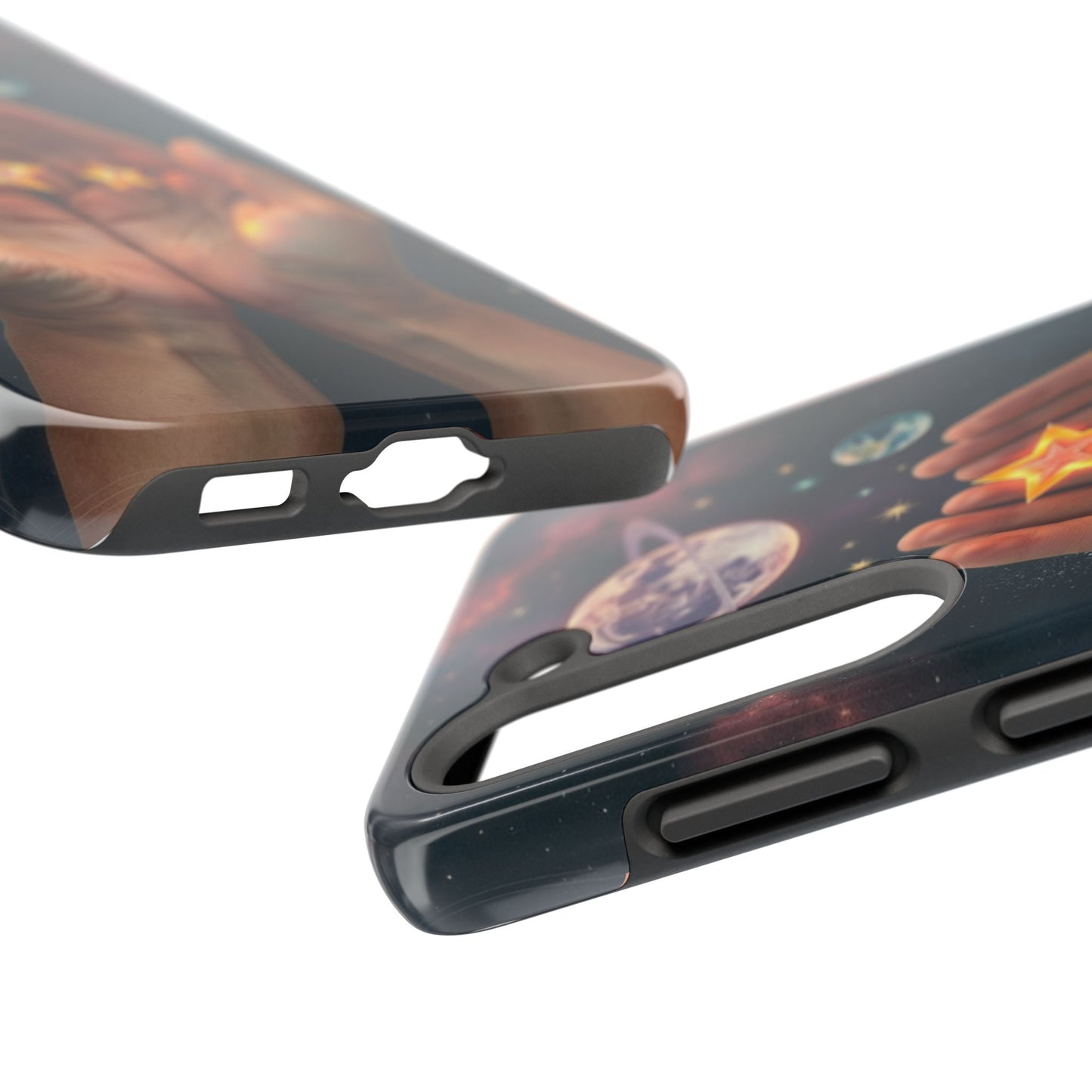 Galaxy Hands Tough Phone Case - Celestial Design for Star Lovers