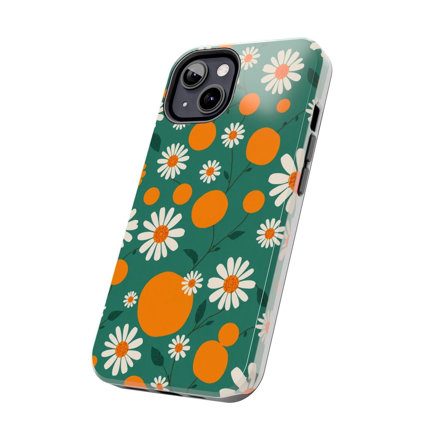Floral Tough Phone Case - Daisy & Orange Design