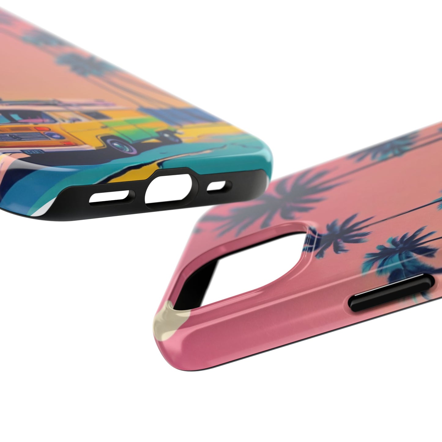 Tropical Beach Vibe Tough Phone Case - Vintage Van Design - for iPhone