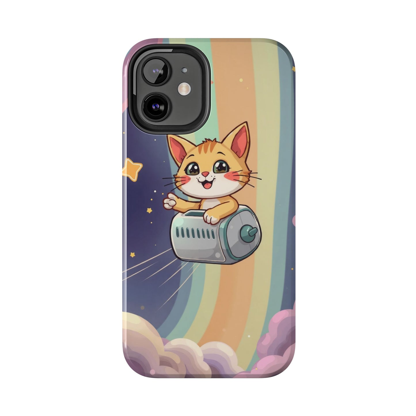 Cute Cat Rocket Phone Case - Vibrant and Playful Tough Case