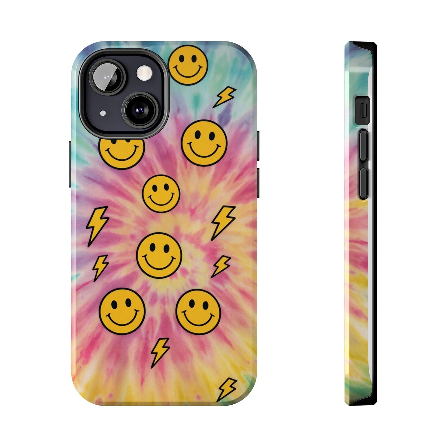 Colorful Smiley Lightning Tough Phone Case - Fun & Durable
