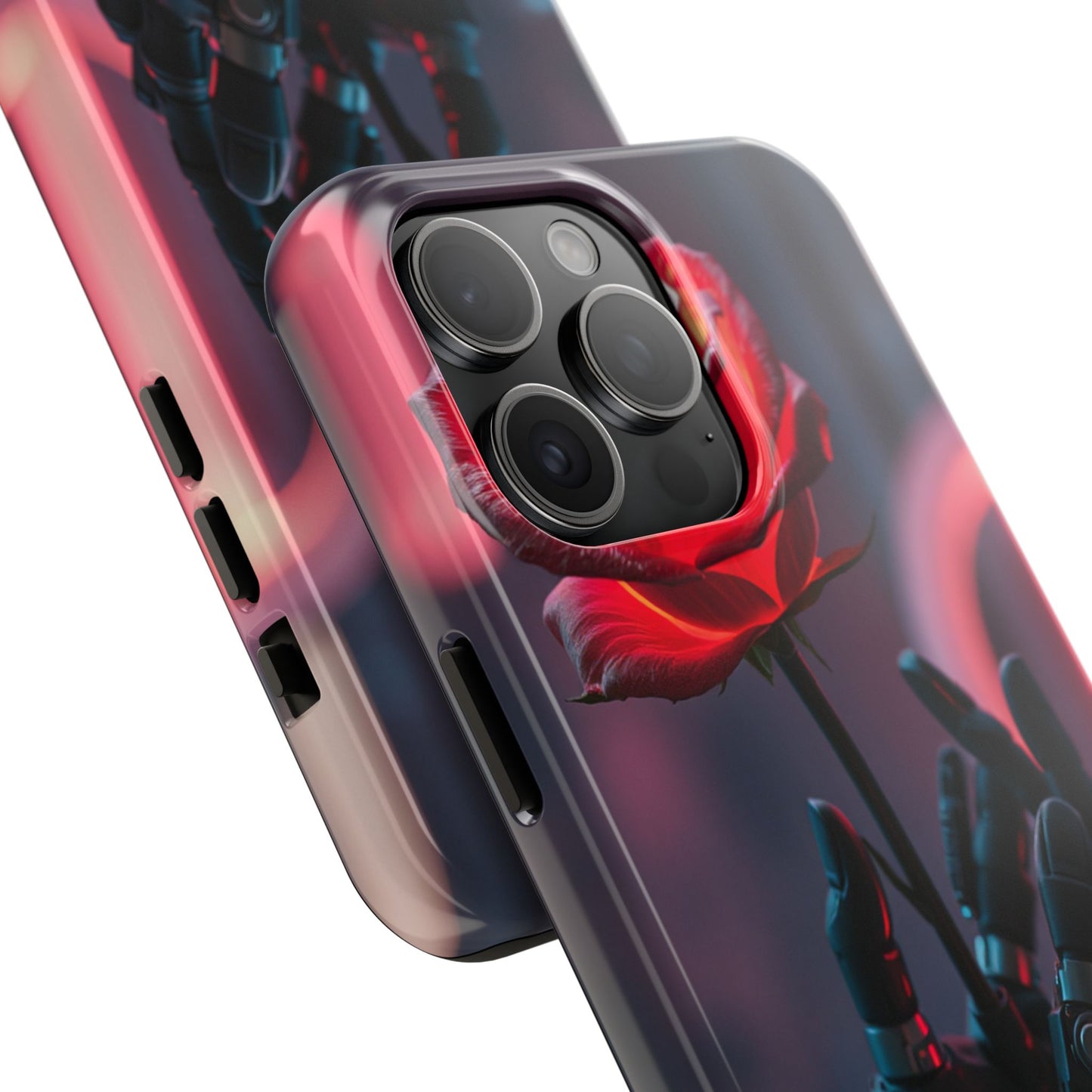 Futuristic Tough Phone Case with Robotic Rose Design | Durable Protection
