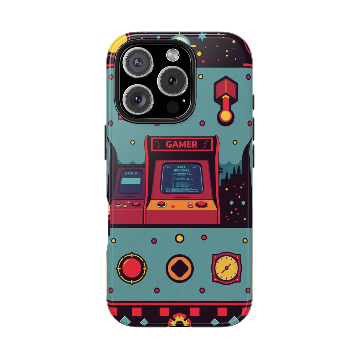 Retro Gamer Tough Phone Case - Vibrant Arcade Design for Gaming Enthusiasts - for iPhone