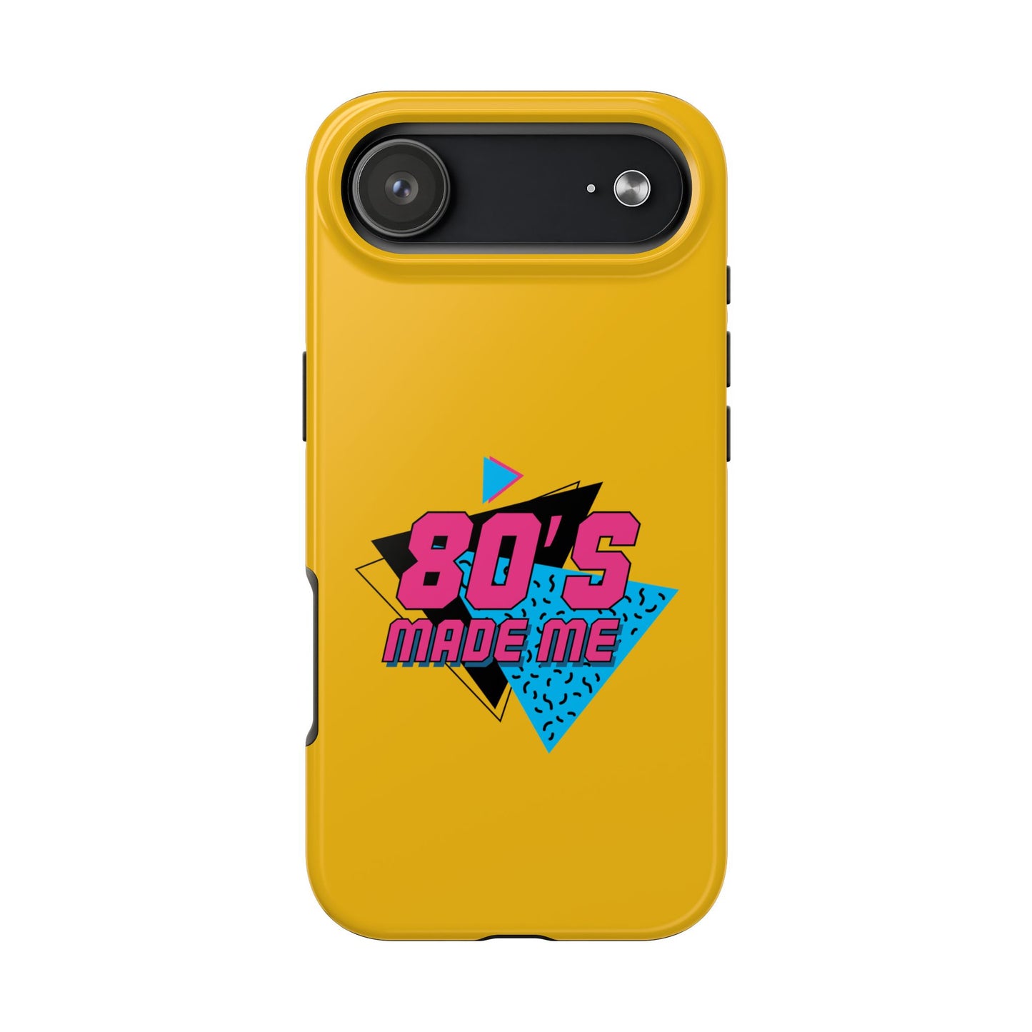 80's Made Me Tough Phone Case - Retro Yellow Silicone Cover - for iPhone