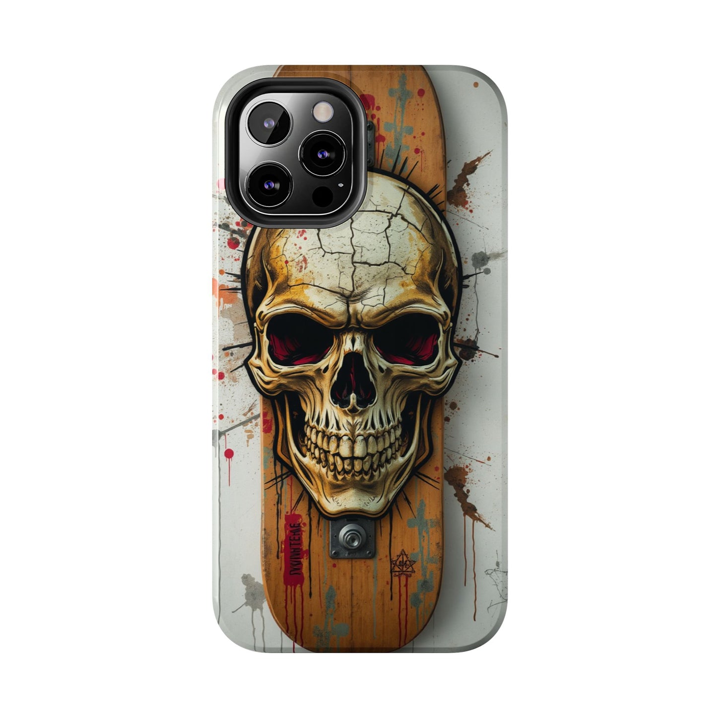 Edgy Skull Tough Phone Case - Durable Protection for Skateboard Enthusiasts