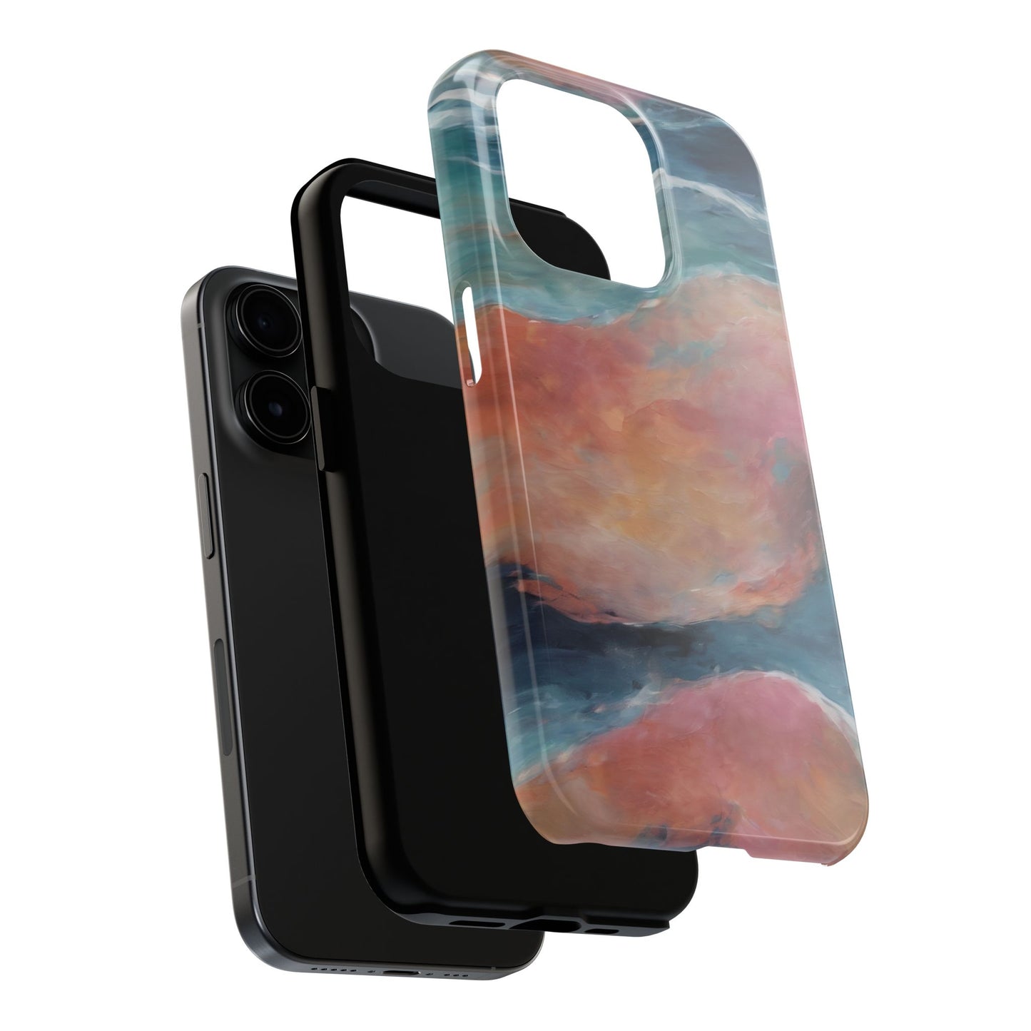 Artistic Painted Sea Tough Phone Case - Abstract Waves Design - for iPhone