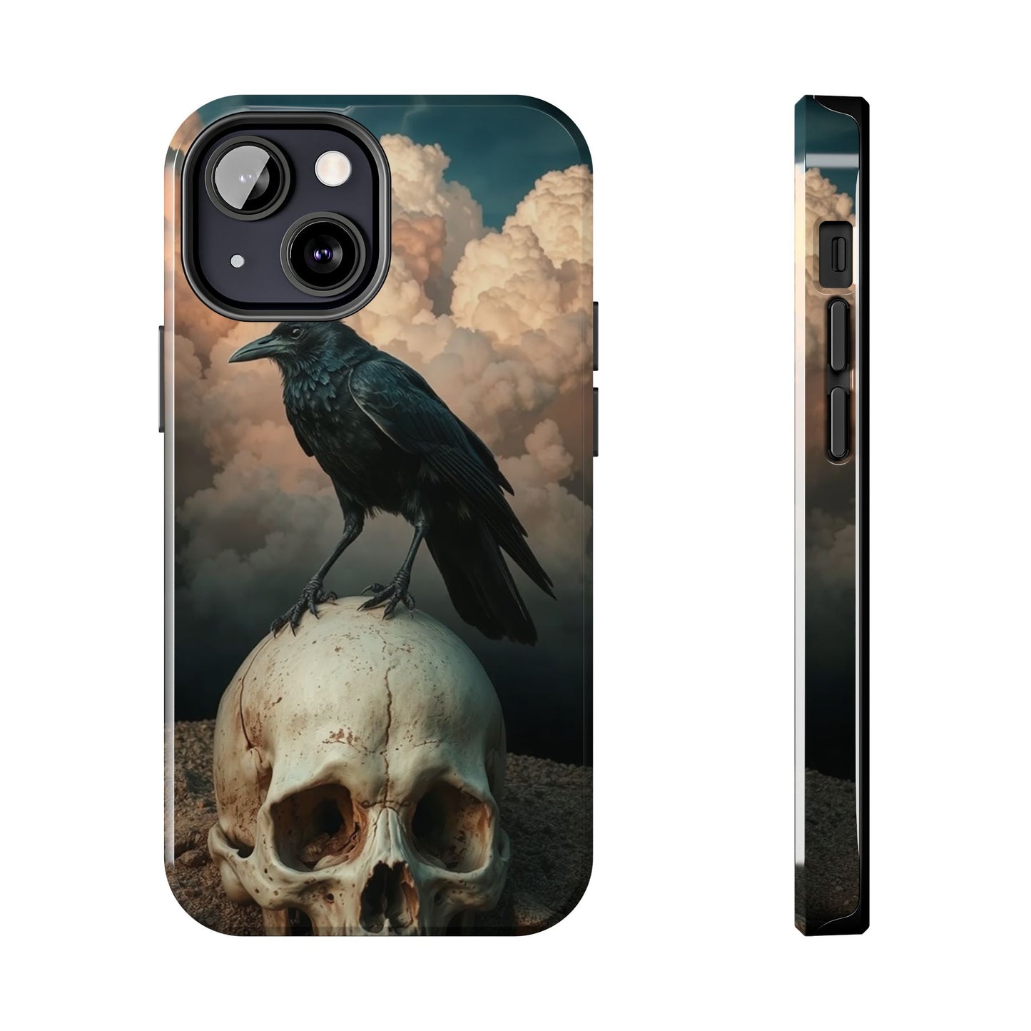 Gothic Raven Skull Tough Phone Case - Unique Protective Cover for Halloween Lovers