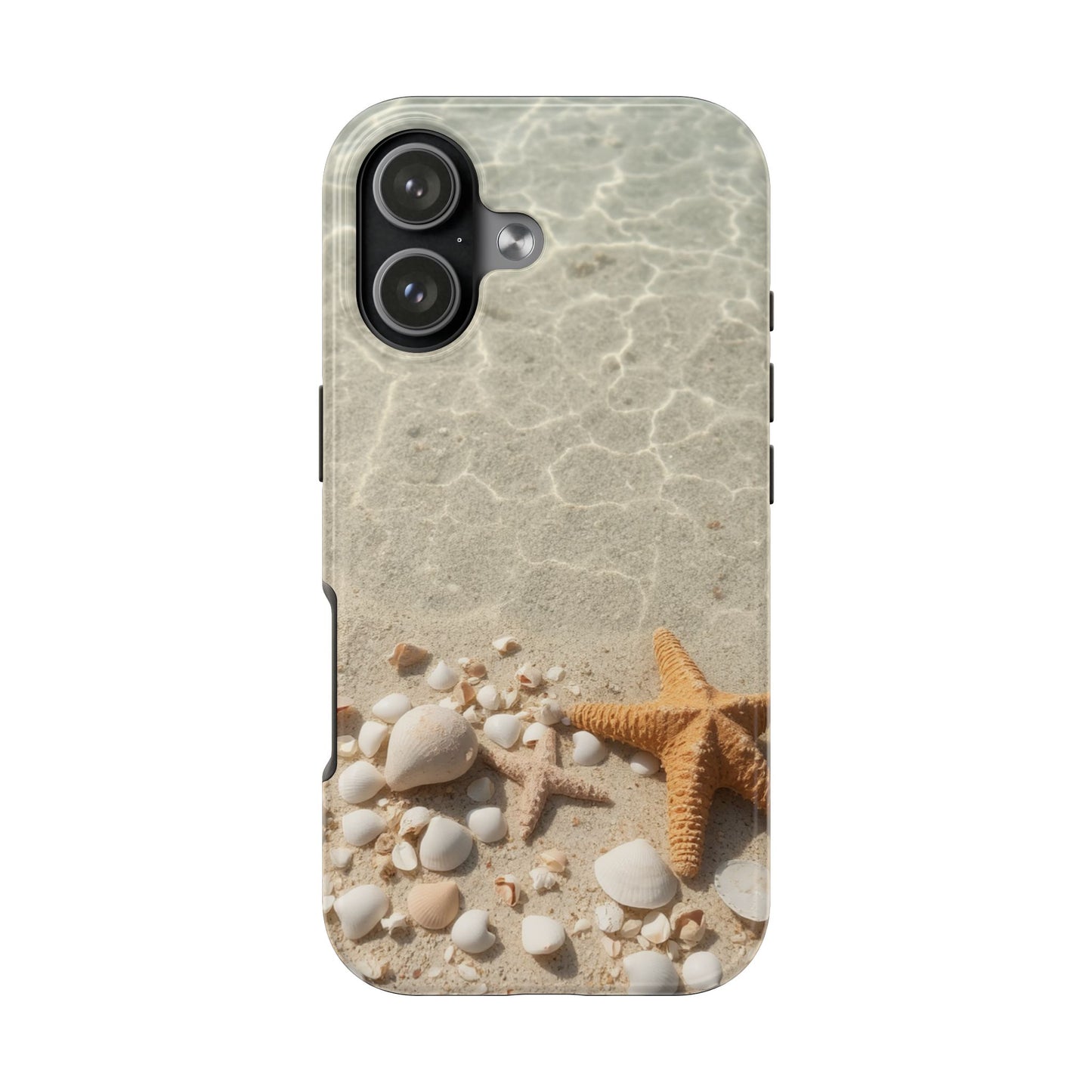 Beach-Inspired Tough Phone Case with Starfish and Seashell Design
