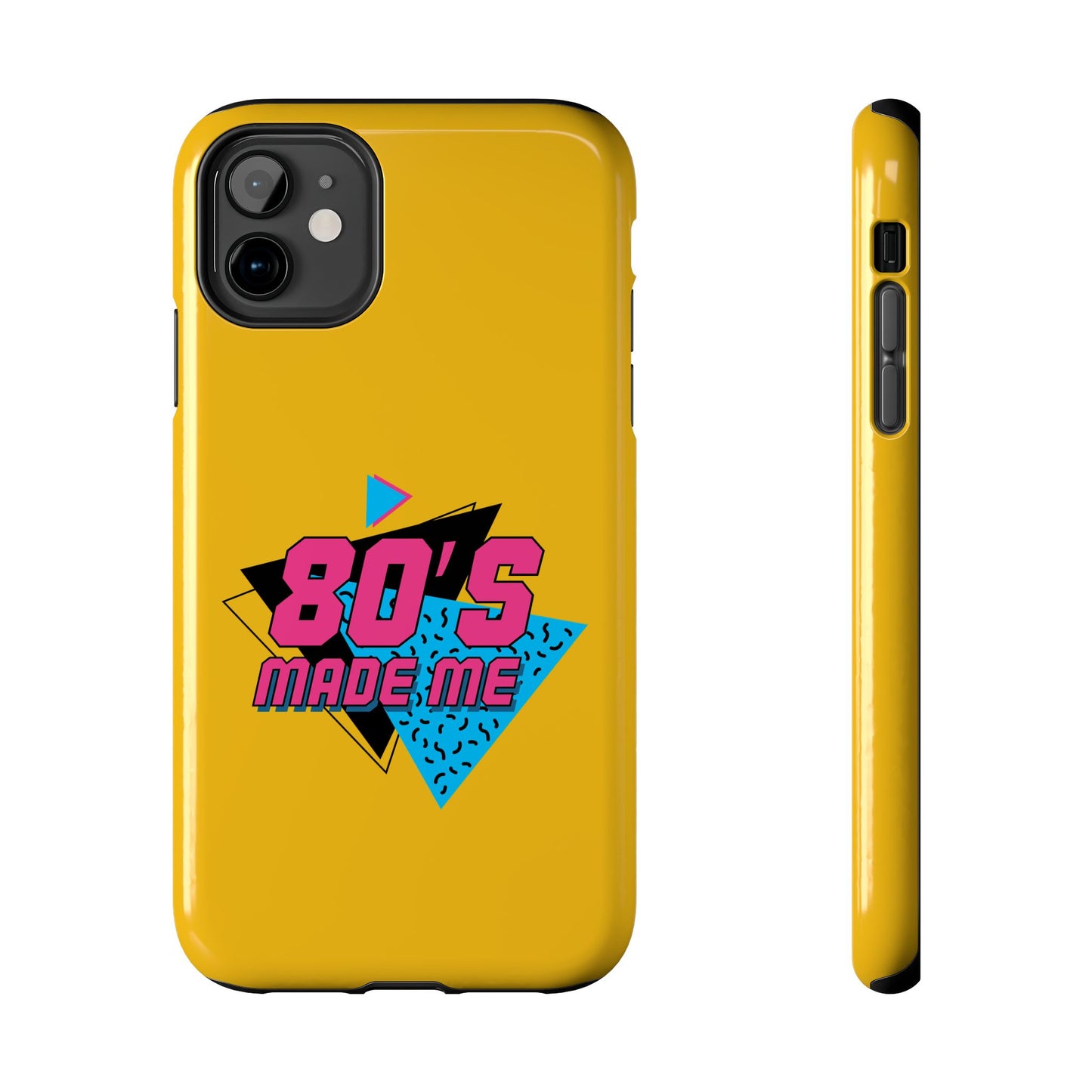 80's Made Me Tough Phone Case - Retro Yellow Silicone Cover - for iPhone